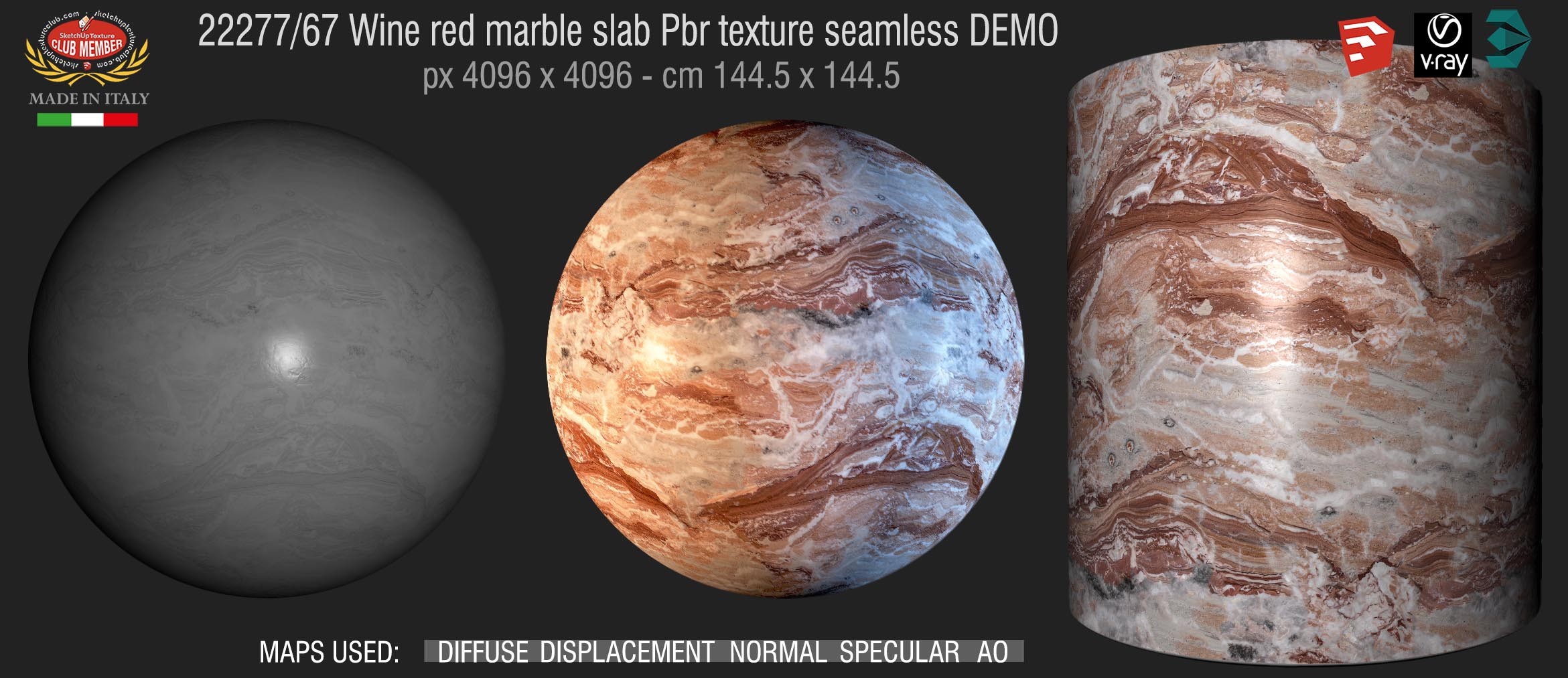 22277_67 Wine red marble slab Pbr texture seamless DEMO
