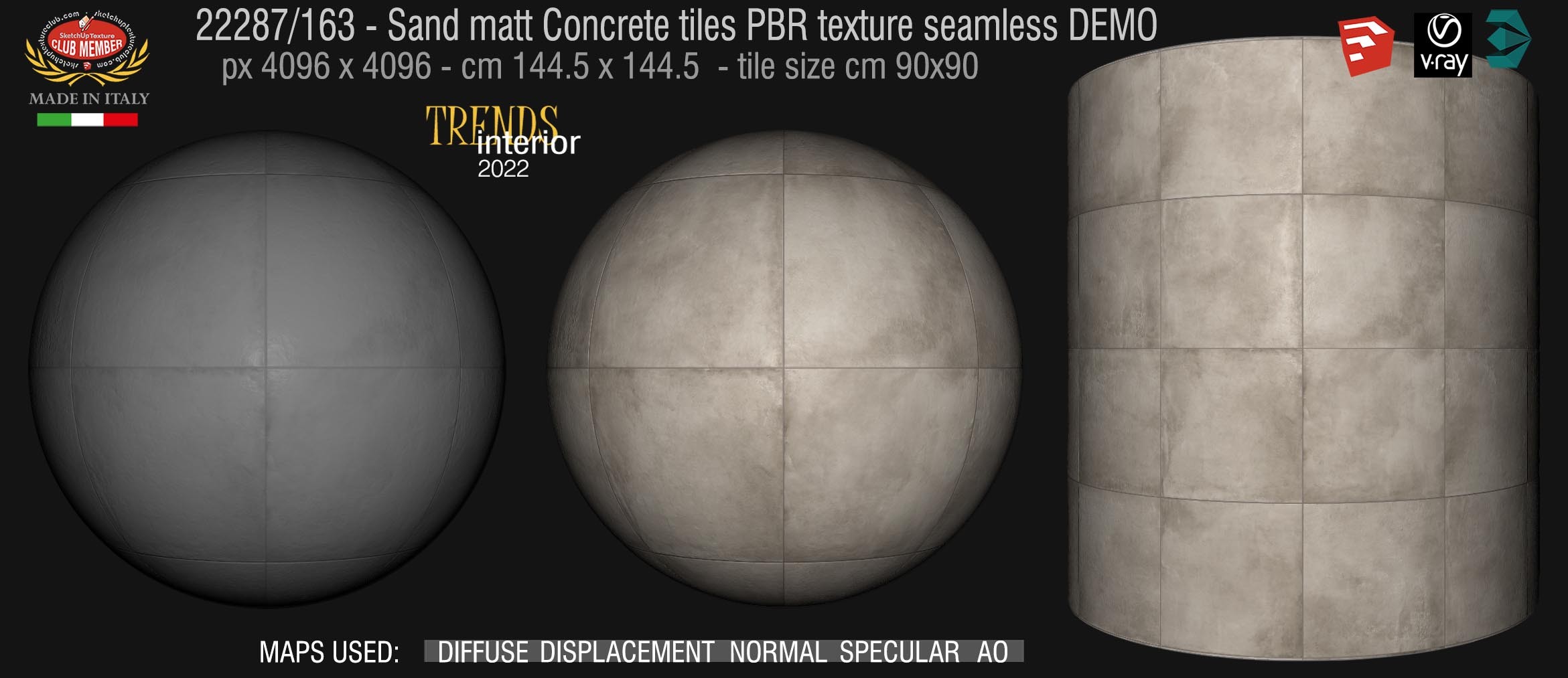 22287_163_Sand matt Concrete tiles PBR texture seamless DEMO