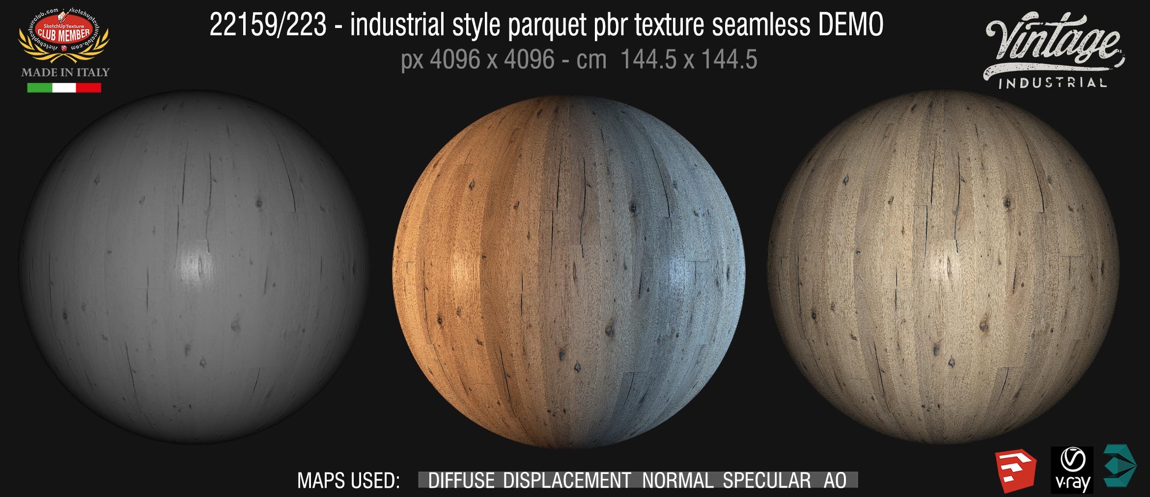 22159/223  industrial style parquet pbr texture seamless DEMO