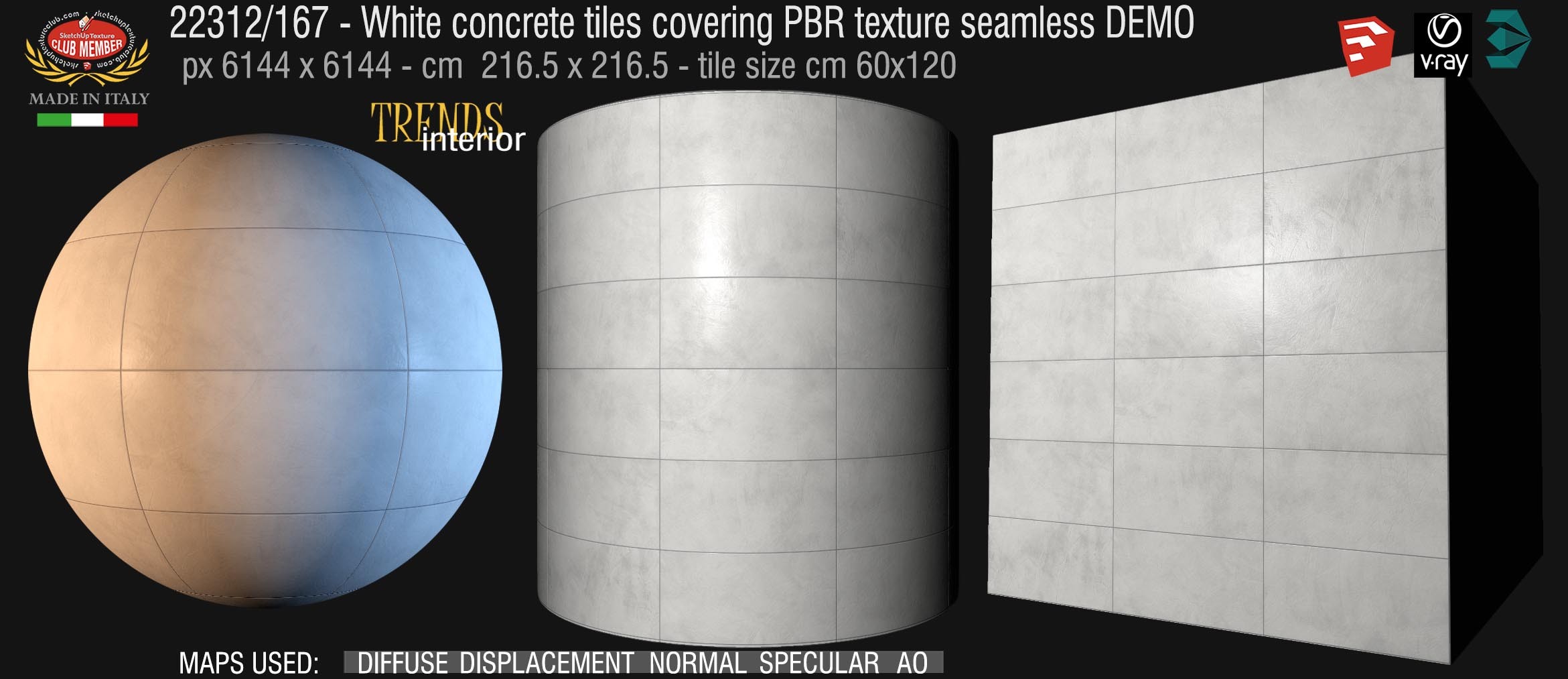 22312_167 White concrete tiles covering PBR texture seamless DEMO
