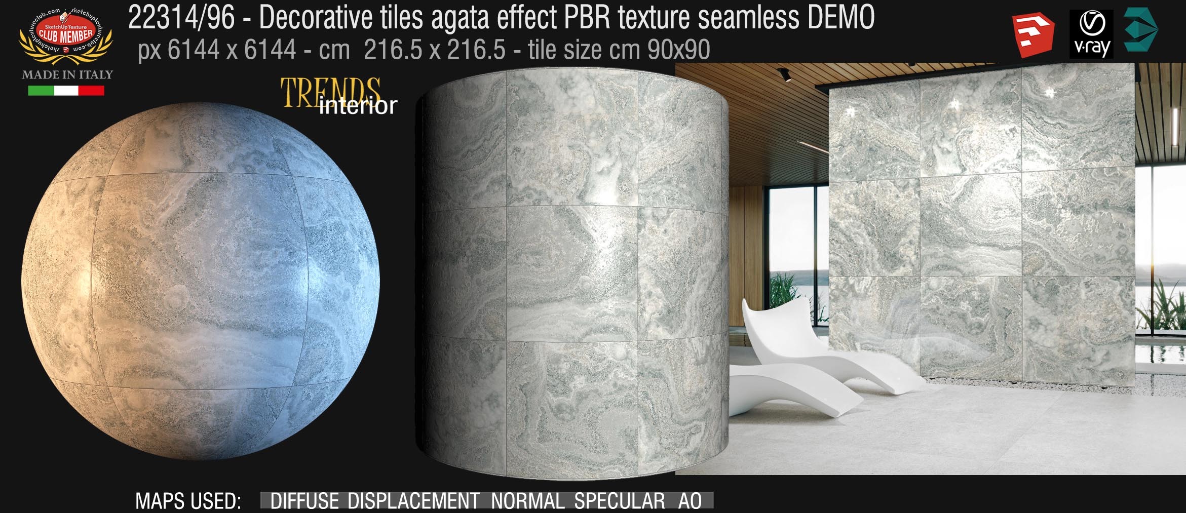 22314_96 Decorative tiles agata effect PBR texture seamless DEMO