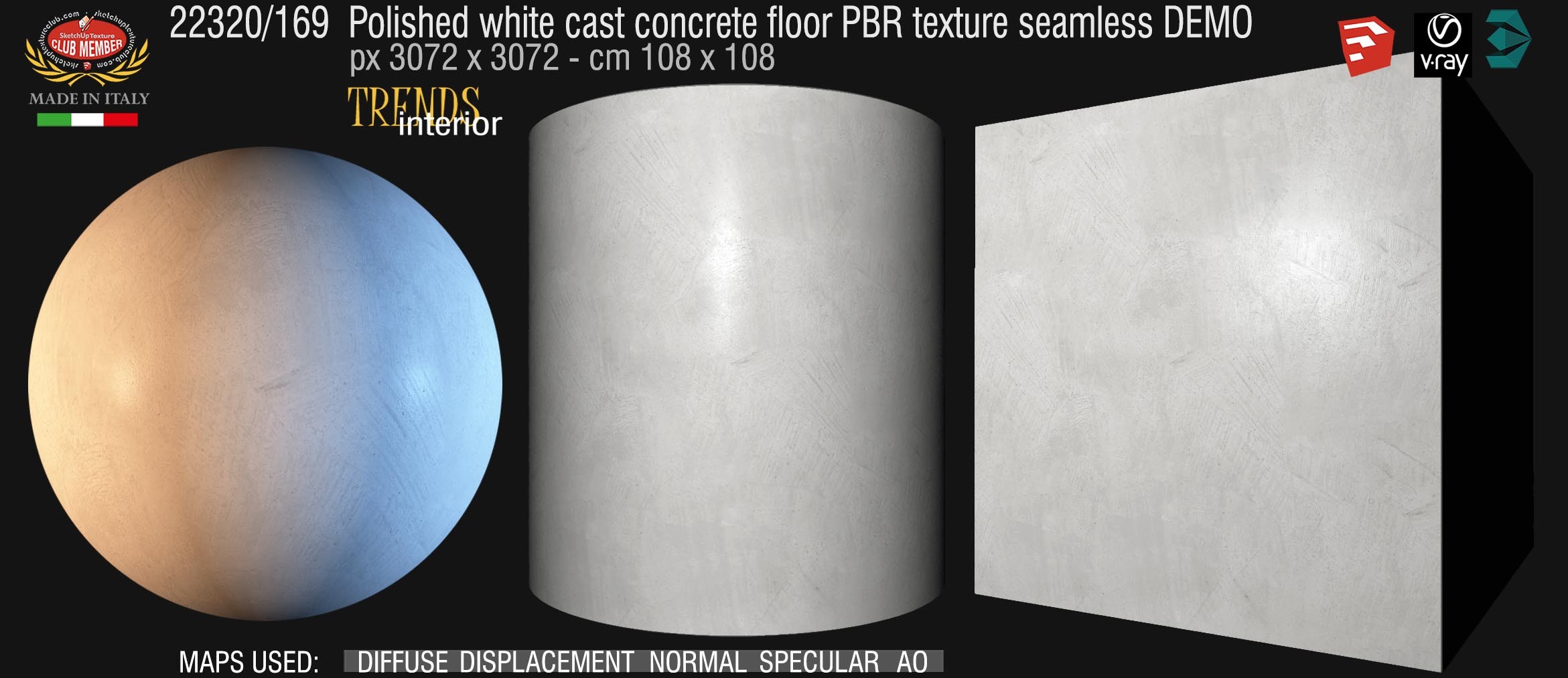 22320_169 Polished white cast concrete floor PBR texture seamless DEMO