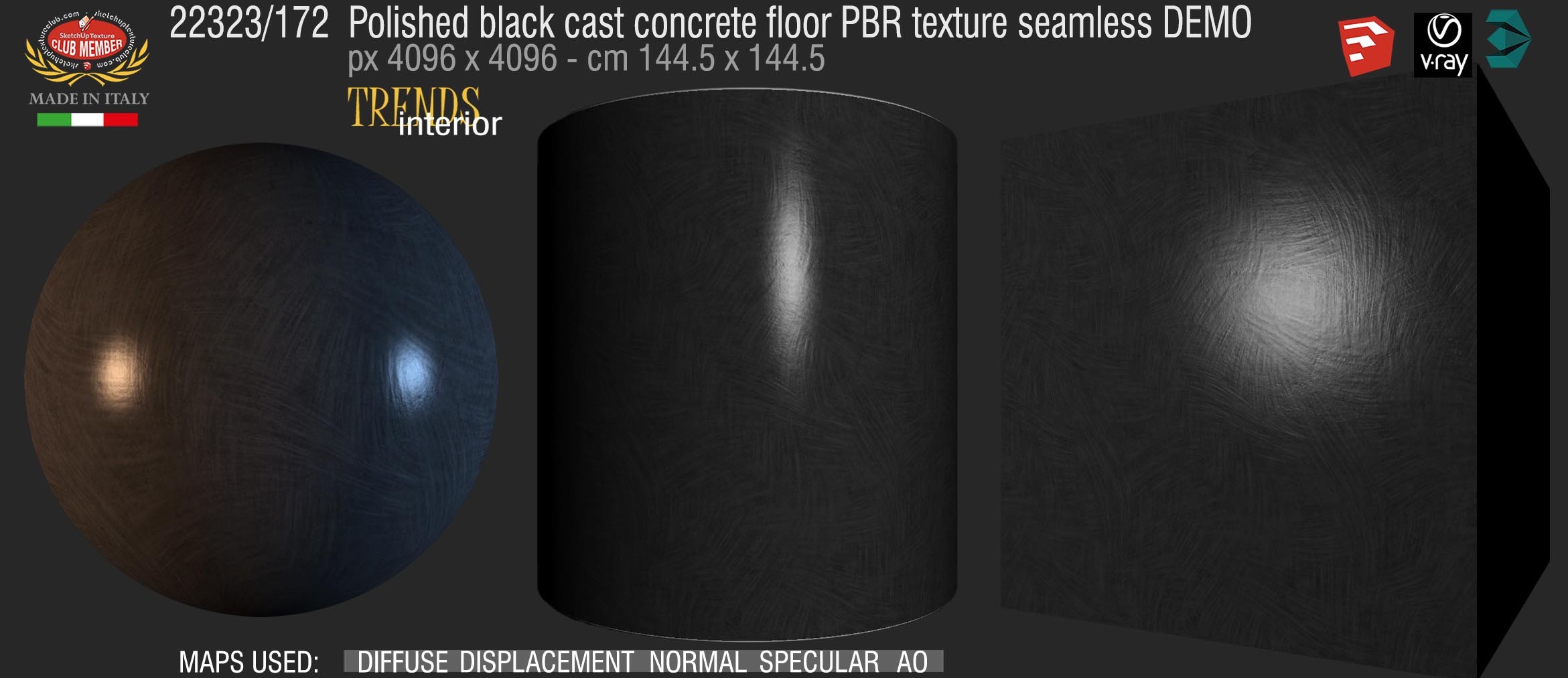 22323_172 Polished black cast concrete floor PBR texture seamless DEMO