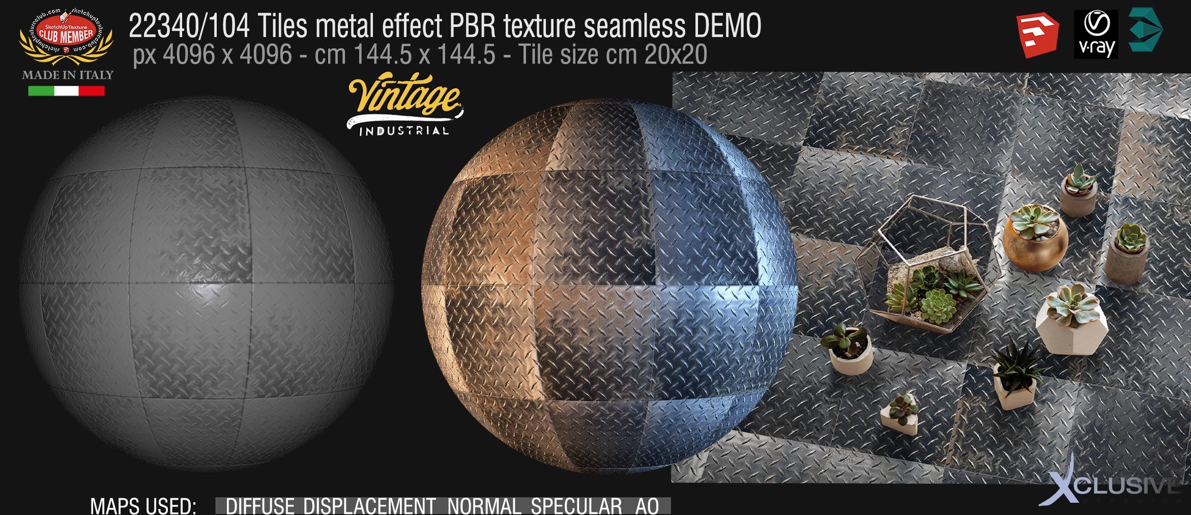 22340_104 Tiles metal effect PBR texture seamless DEMO