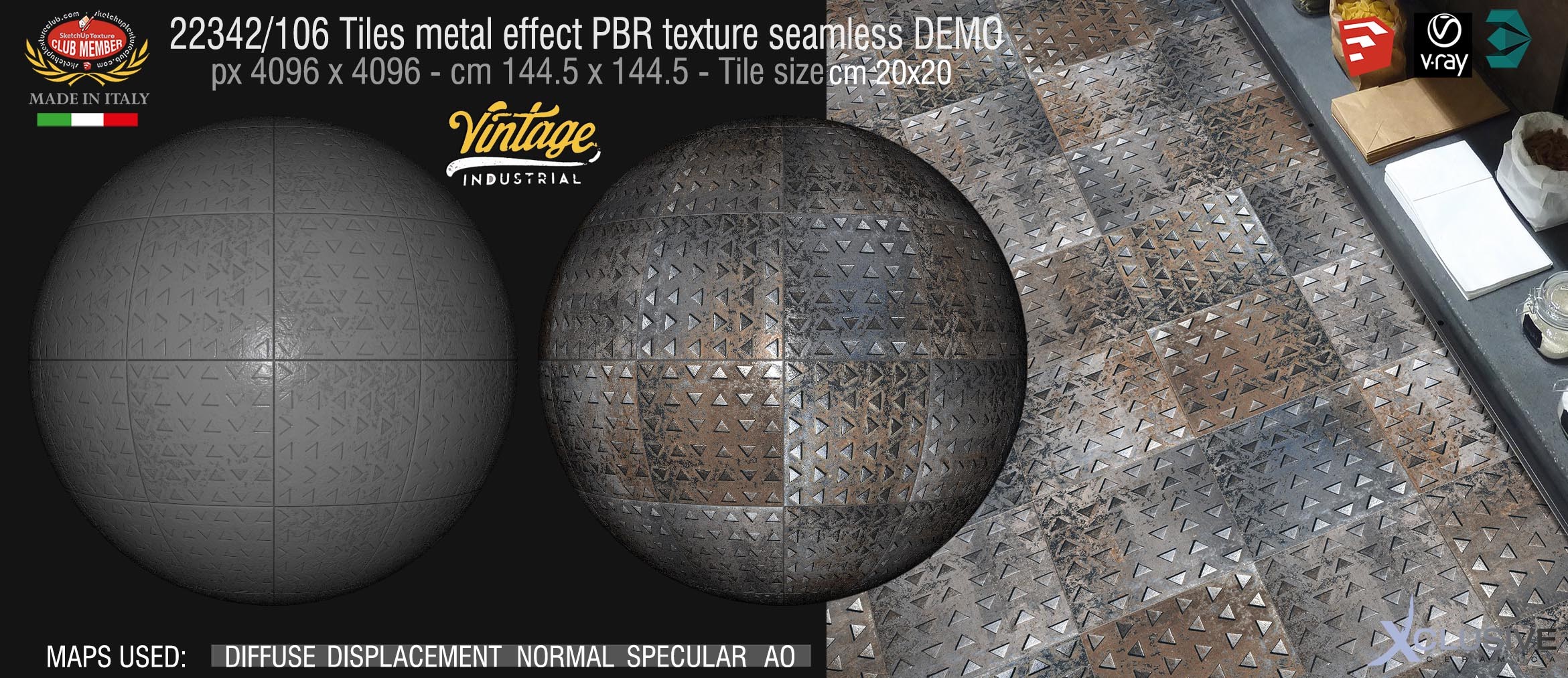 22342_106 Tiles metal effect PBR texture seamless DEMO