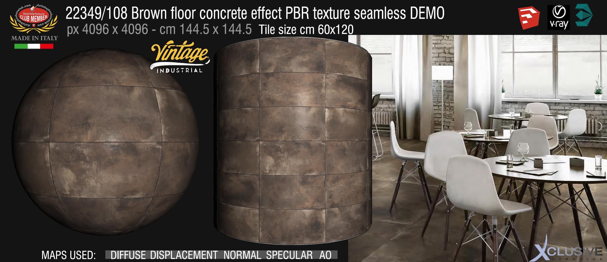 22349_108 Brown floor concrete effect PBR texture seamless DEMO