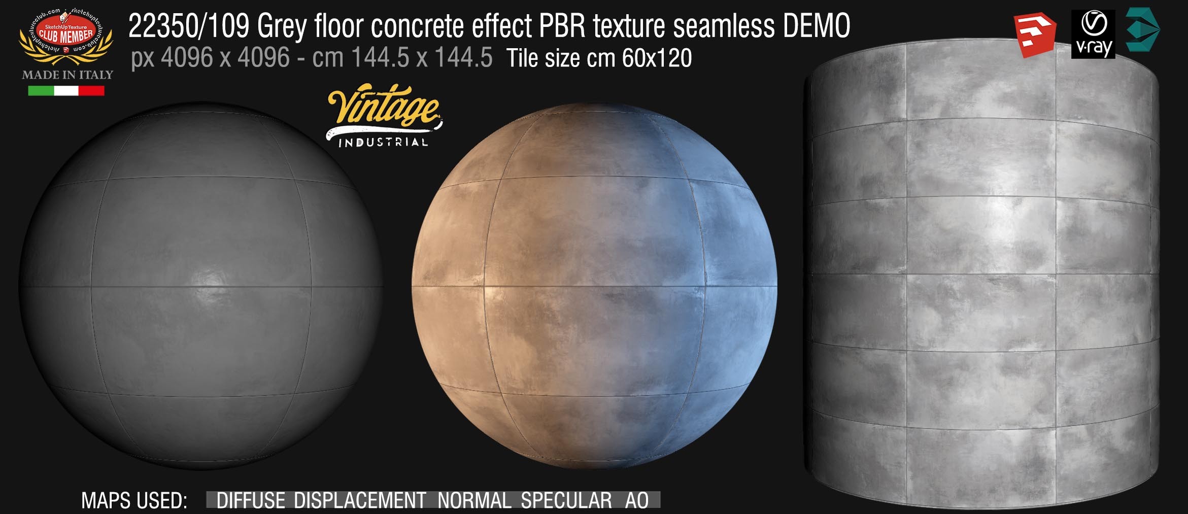 22350_109 Grey floor concrete effect PBR texture seamless DEMO