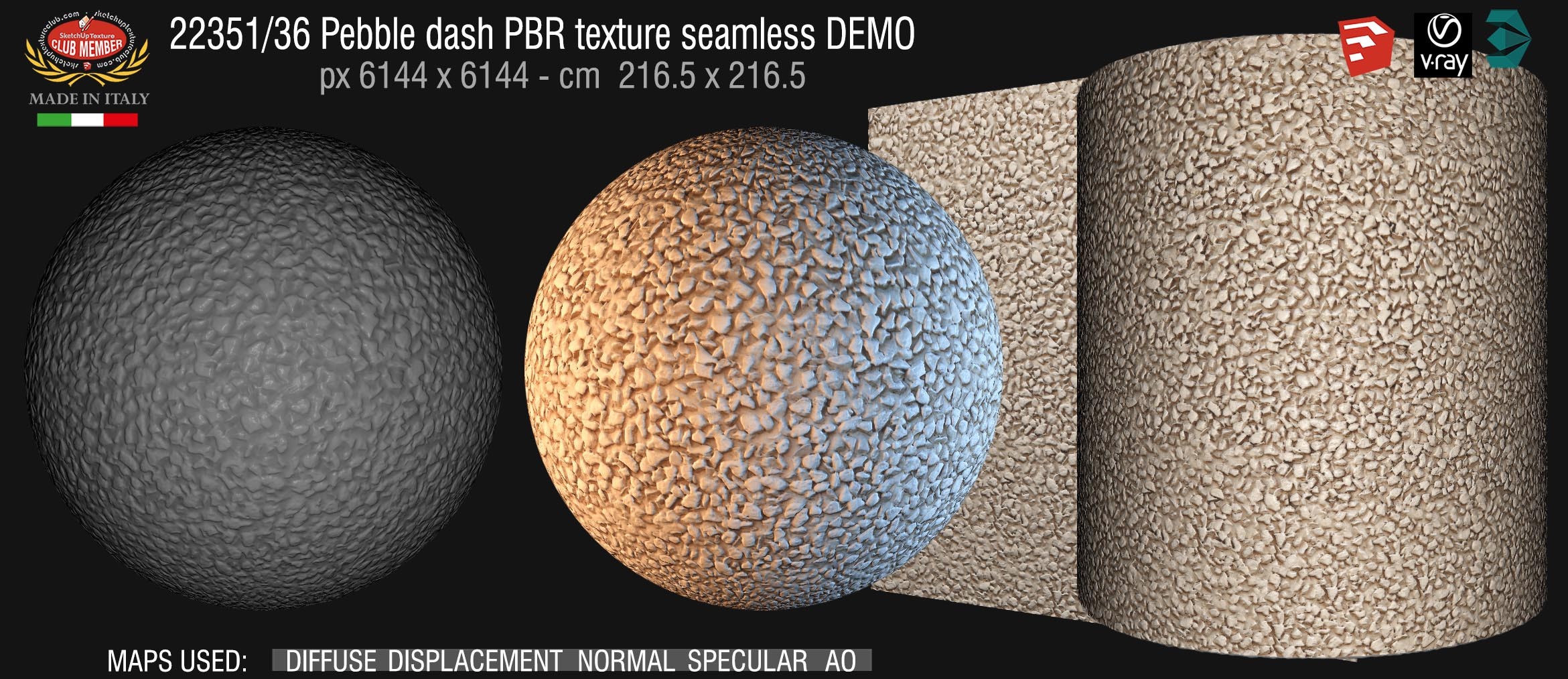 22351/36 Pebble dash PBR texture seamless DEMO
