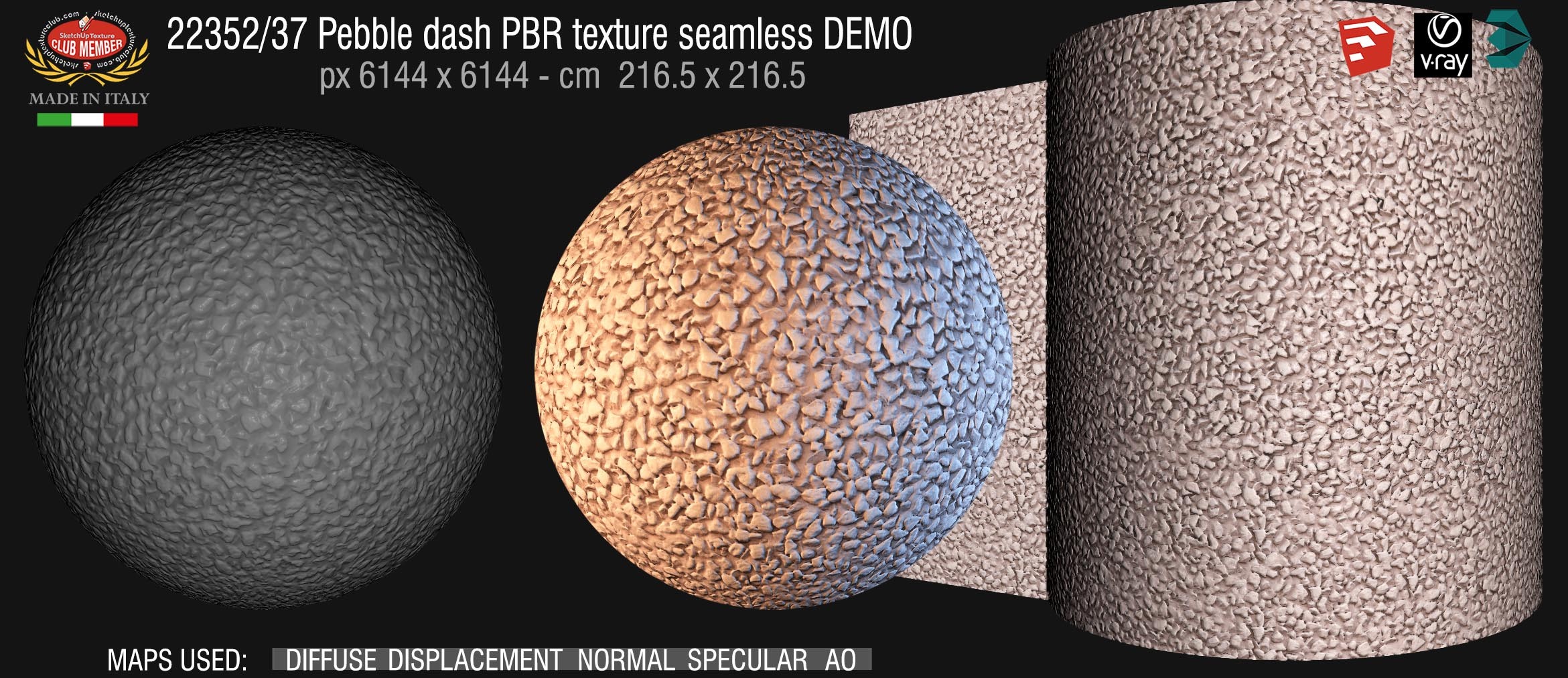22352_37 Pebble dash PBR texture seamless DEMO