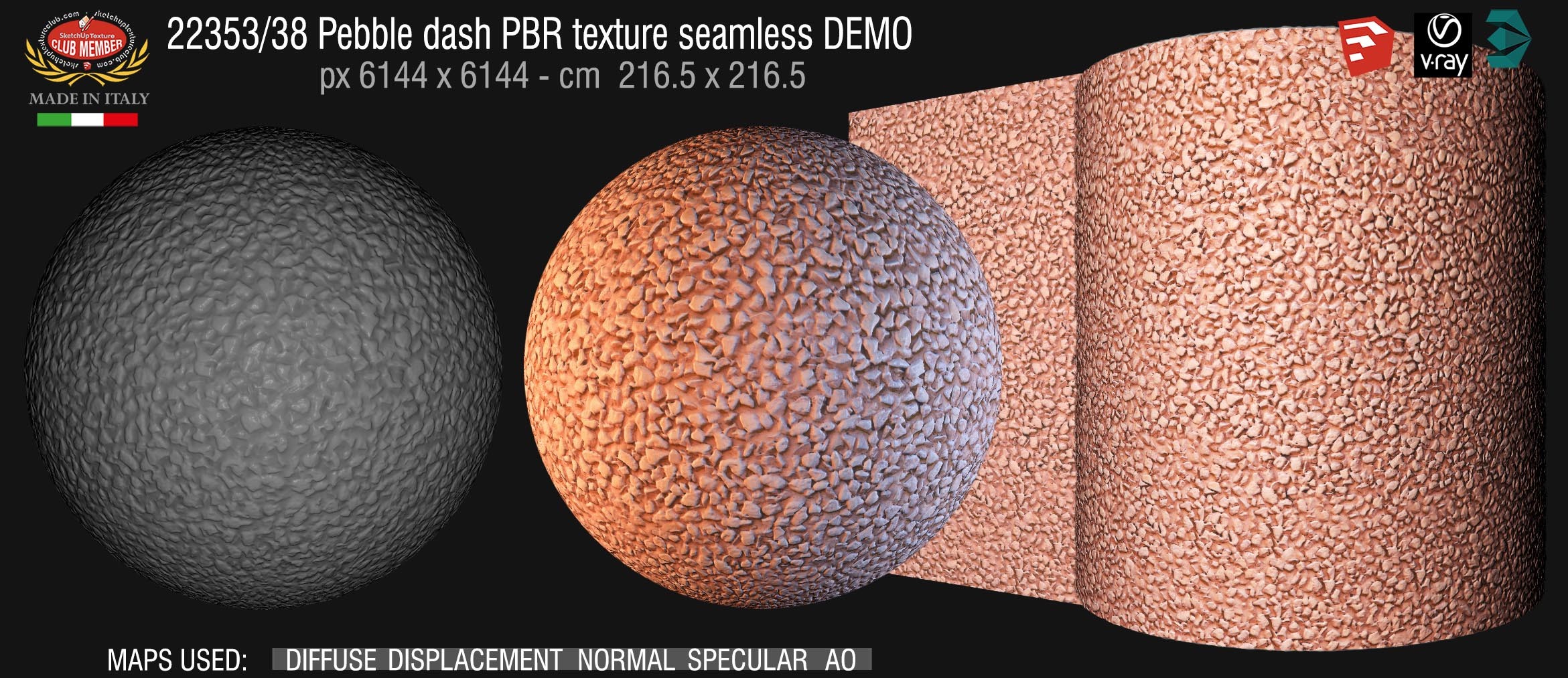 22353_38 Pebble dash PBR texture seamless DEMO