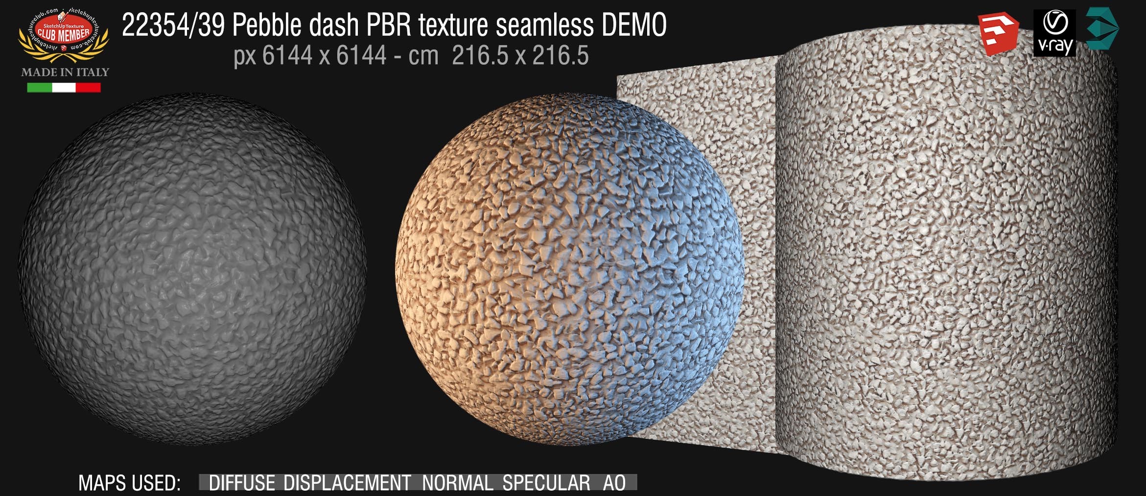 22354_39 Pebble dash PBR texture seamless DEMO