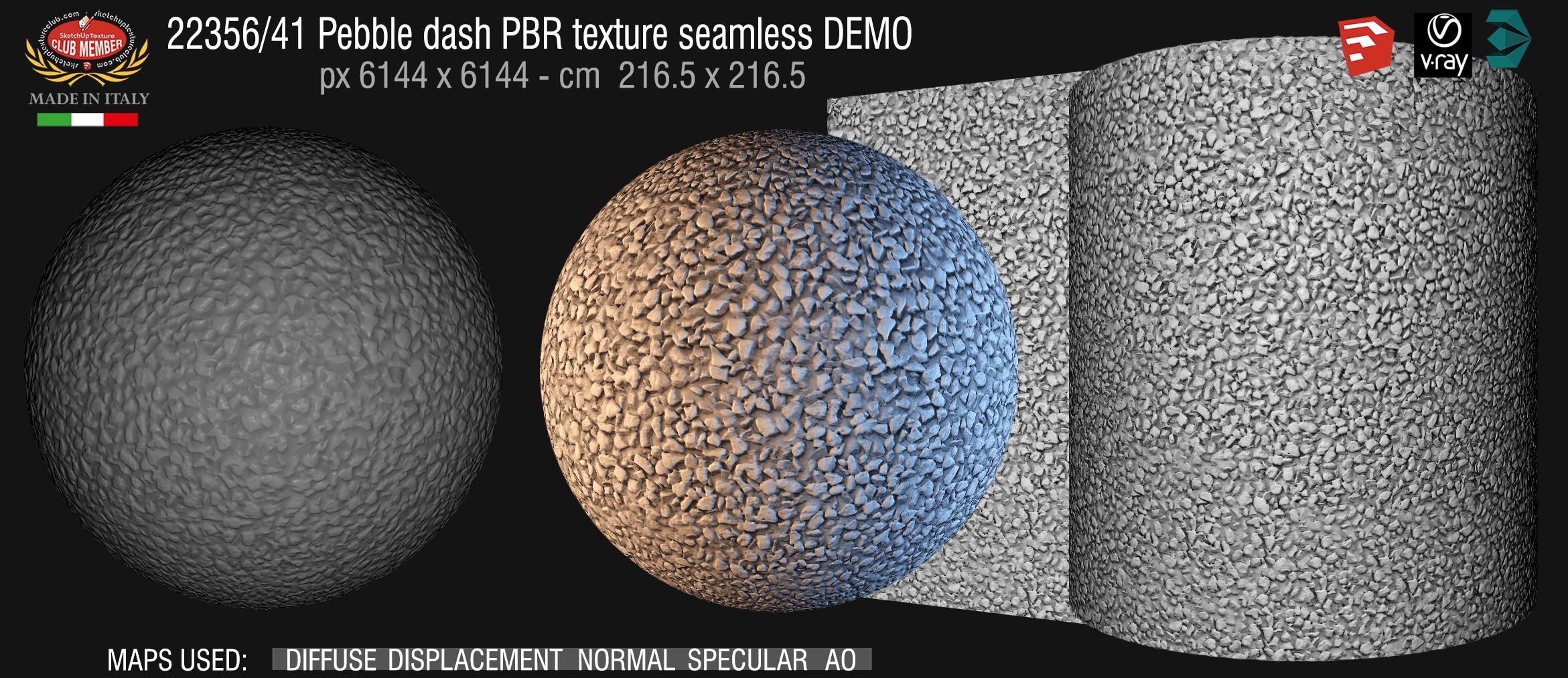 22356_41 Pebble dash PBR texture seamless DEMO