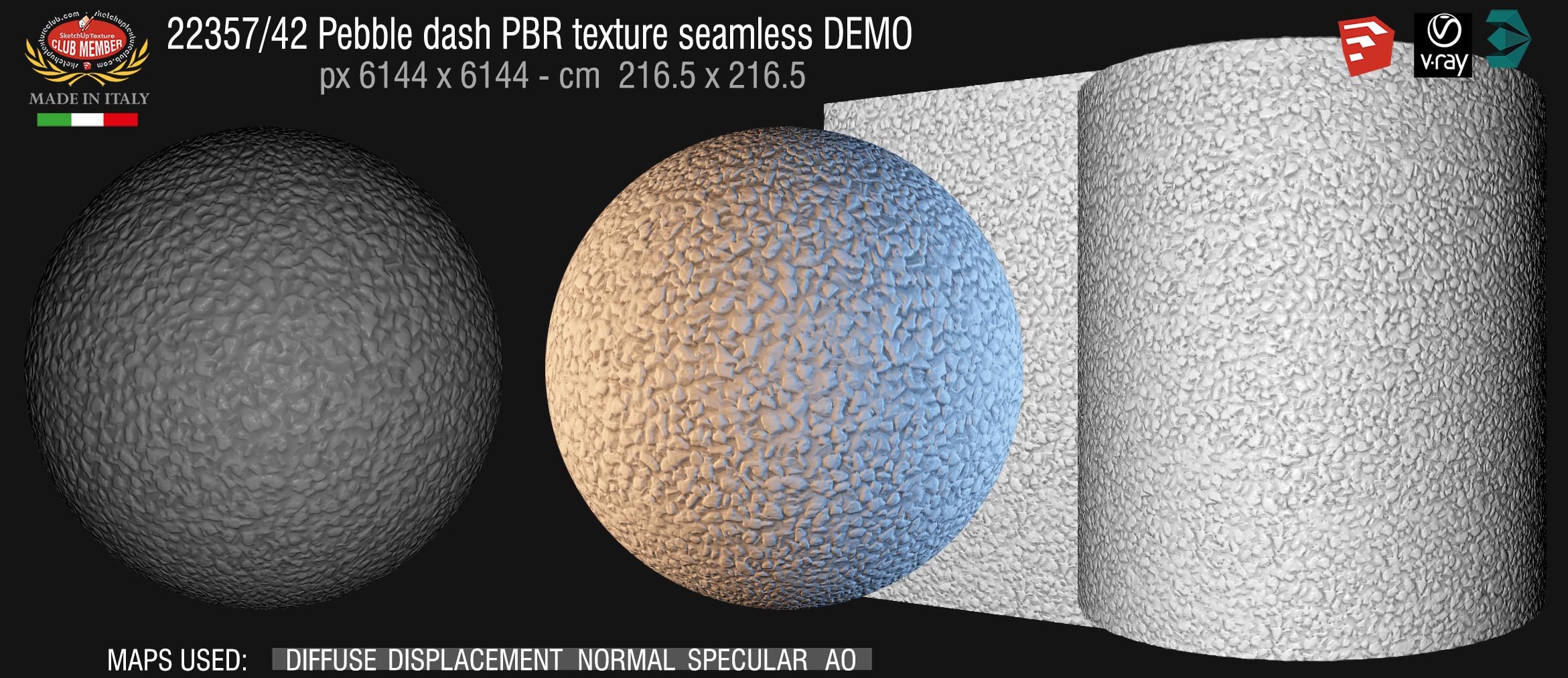 22357_42 Pebble dash PBR texture seamless DEMO