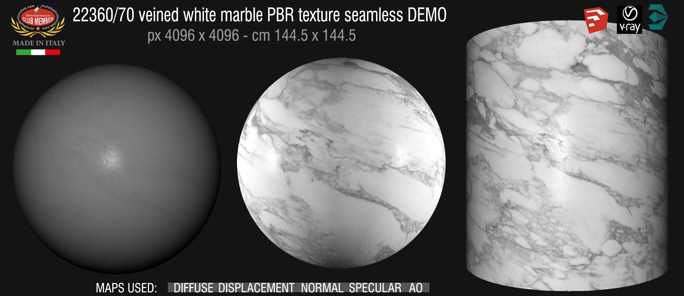 22360_70 veined white marble PBR texture seamless DEMO