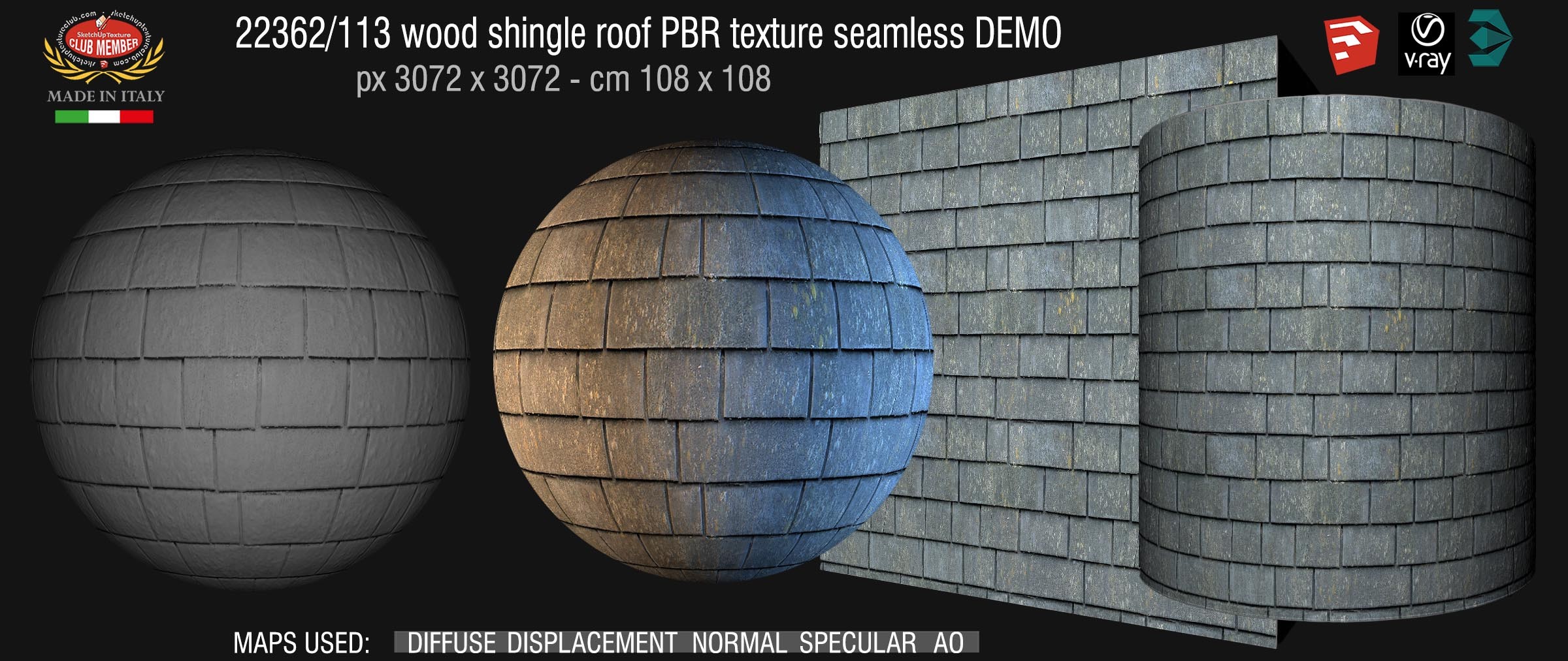 22362_113 wood shingle roof PBR texture seamless DEMO