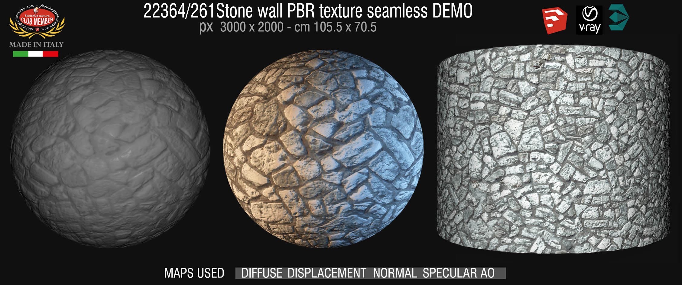 22364_261 Stone wall PBR texture seamless DEMO