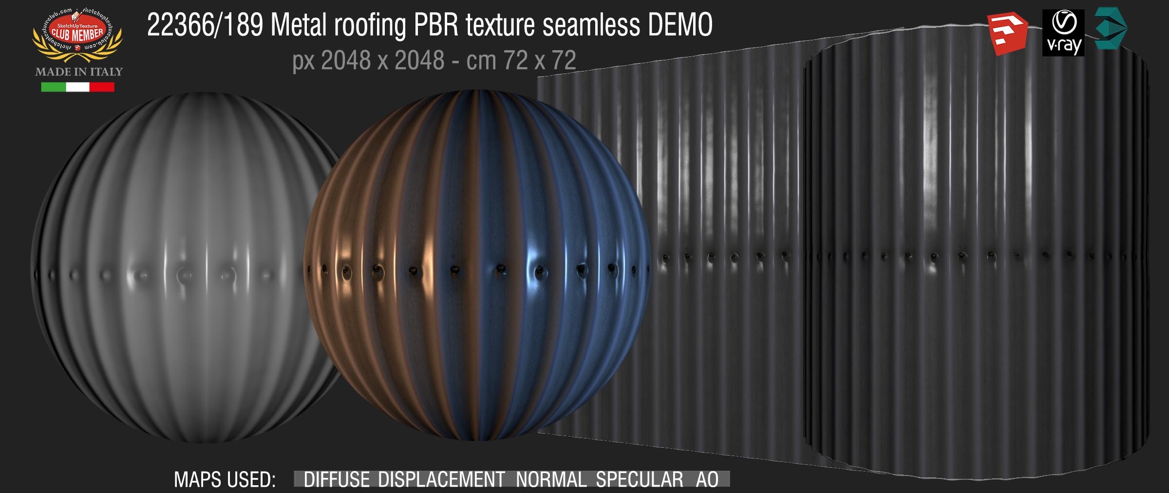 22366_189 Metal roofing PBR texture seamless DEMO