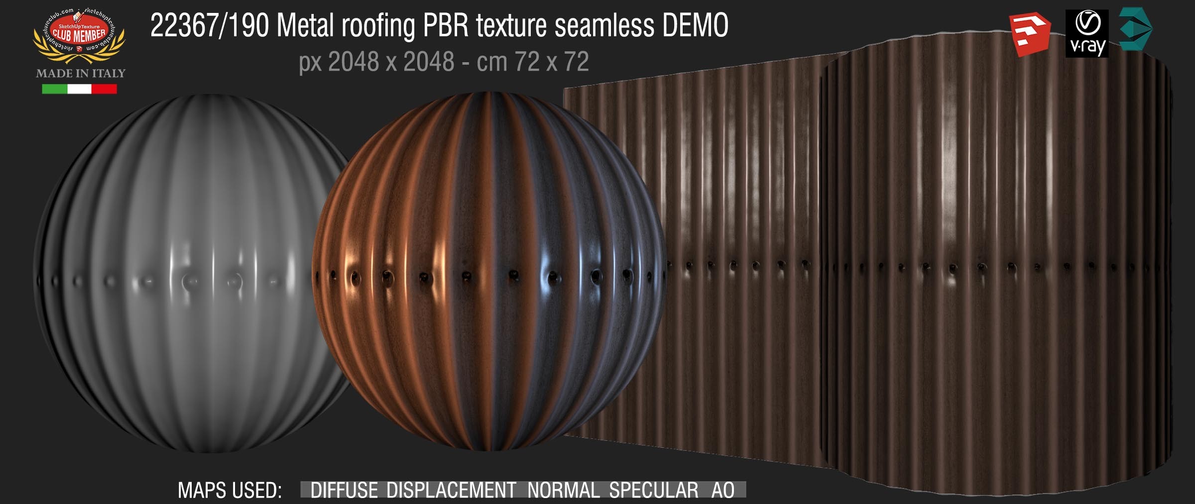 22367_190 Metal roofing PBR texture seamless DEMO