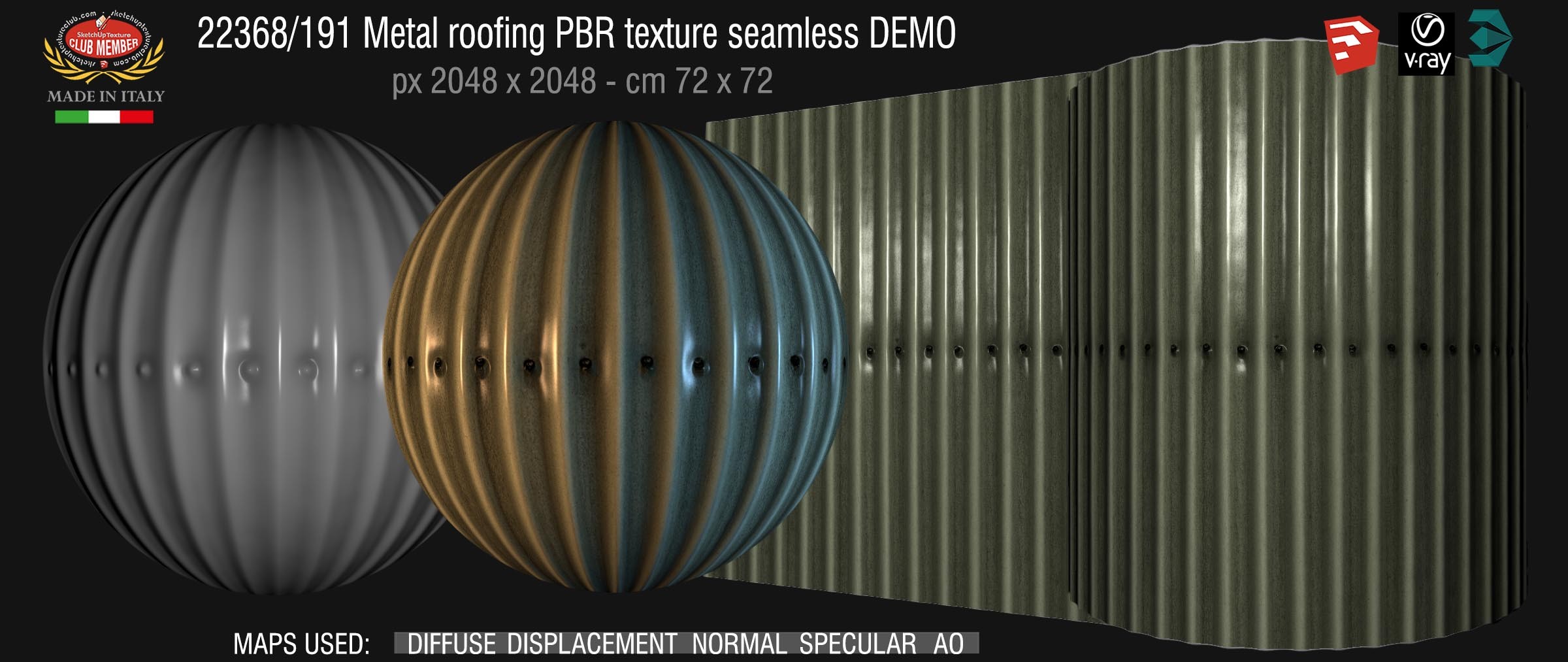 22368_191 Metal roofing PBR texture seamless DEMO