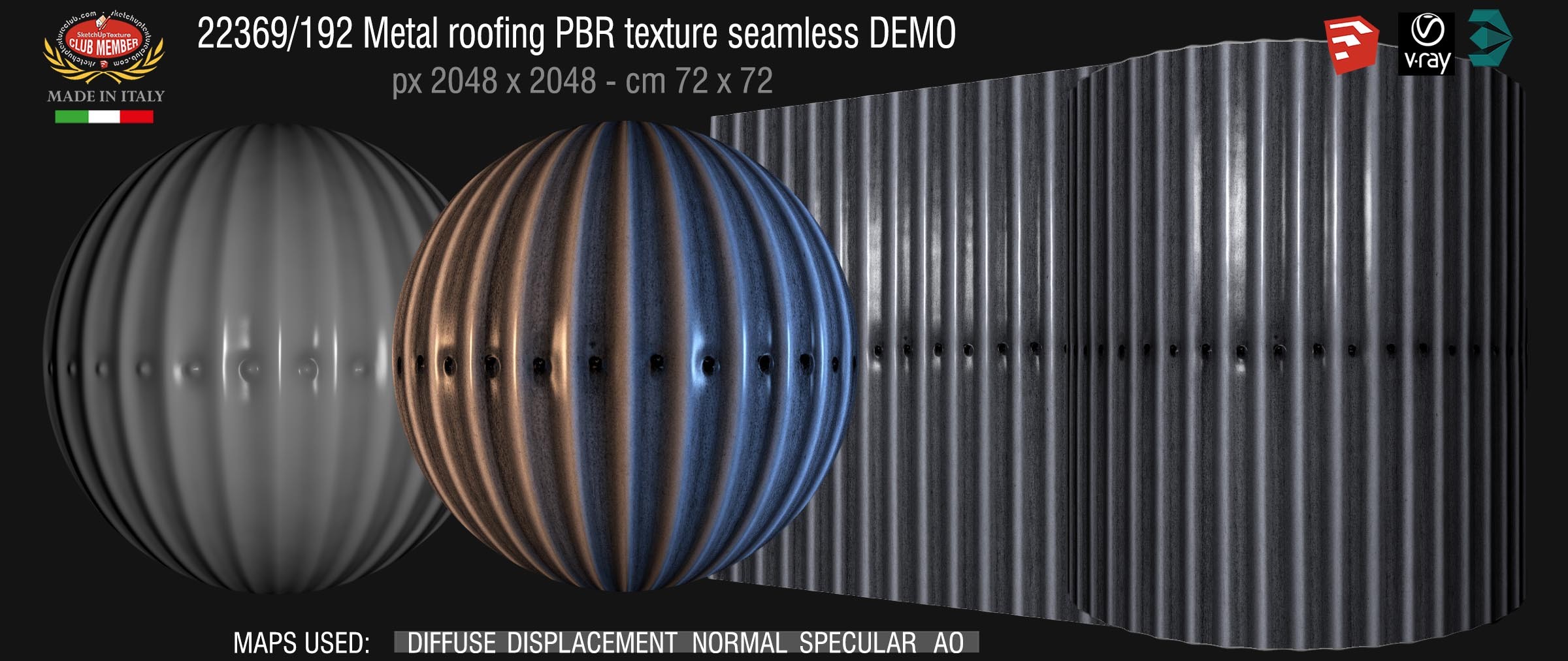 22369_192 Metal roofing PBR texture seamless DEMO