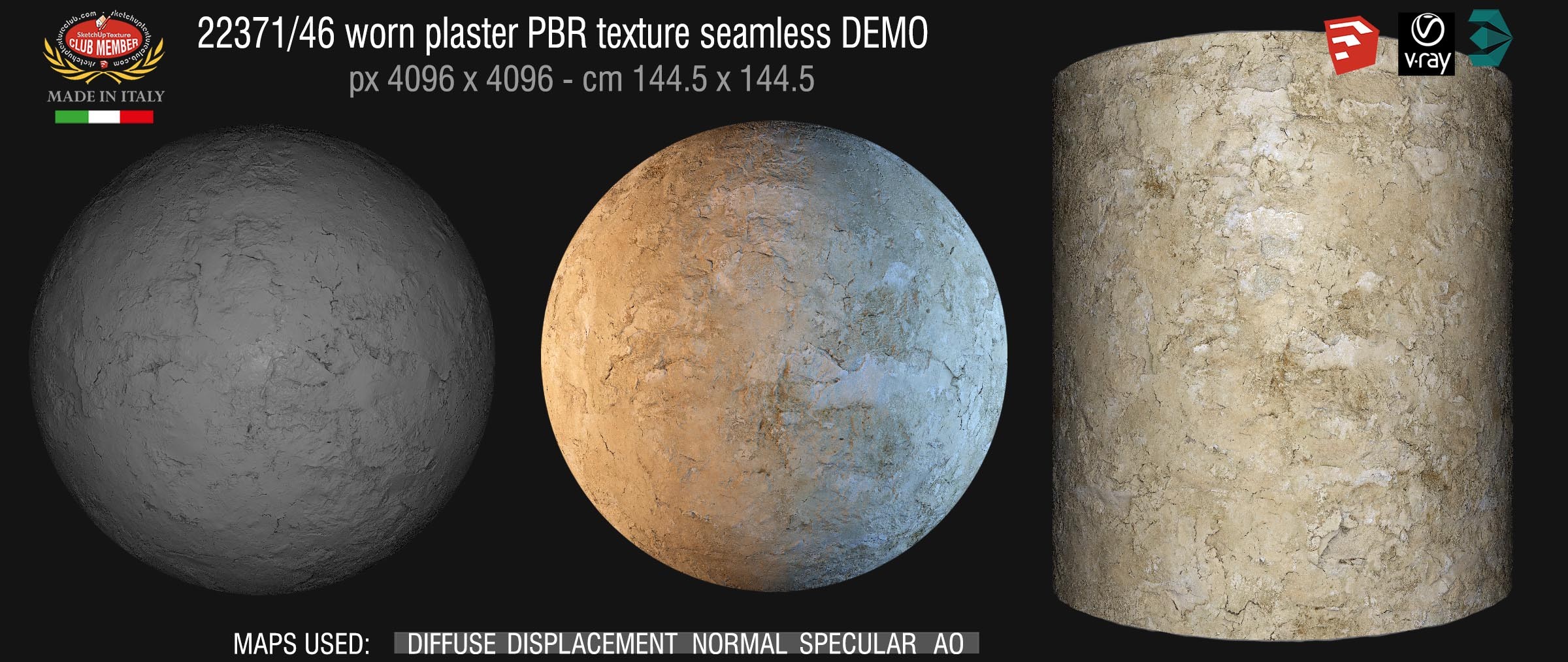 22371_46 worn plaster PBR texture seamless DEMO