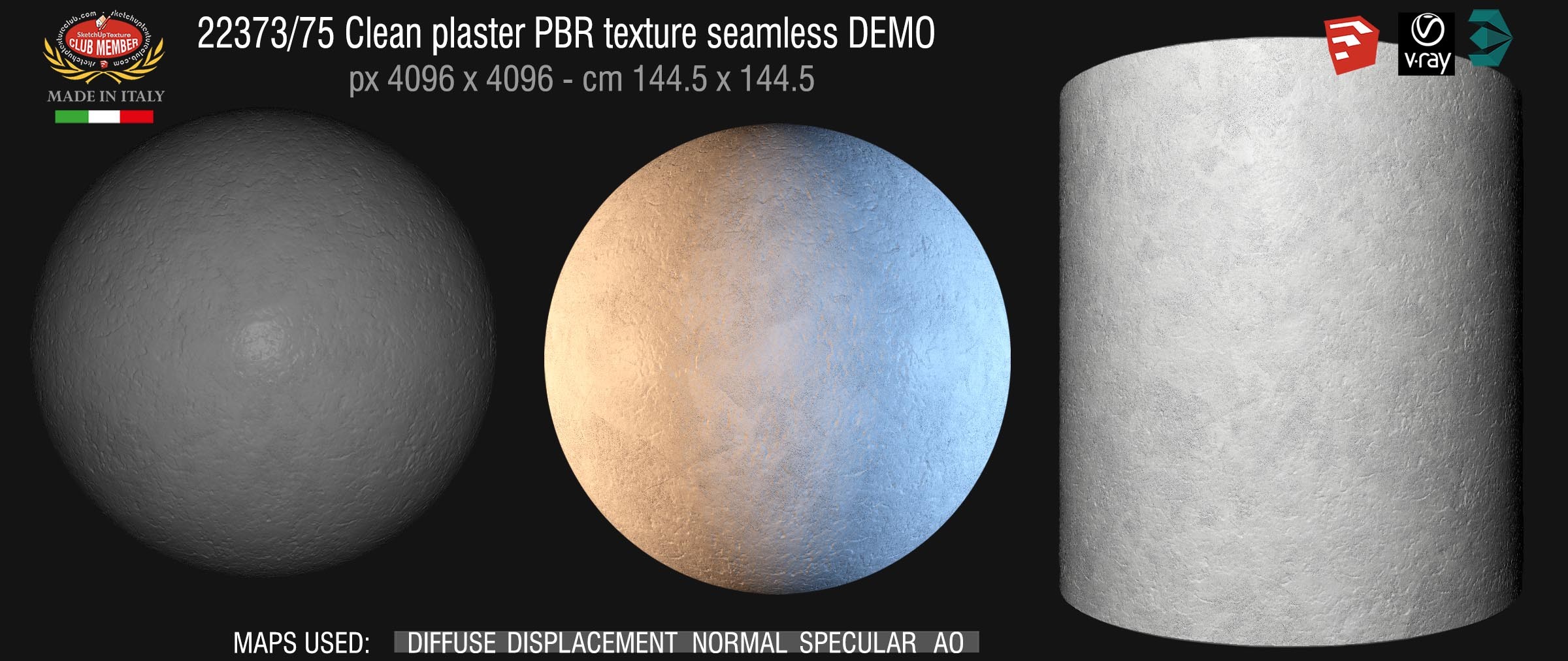 22373_75 Clean plaster PBR texture seamless DEMO