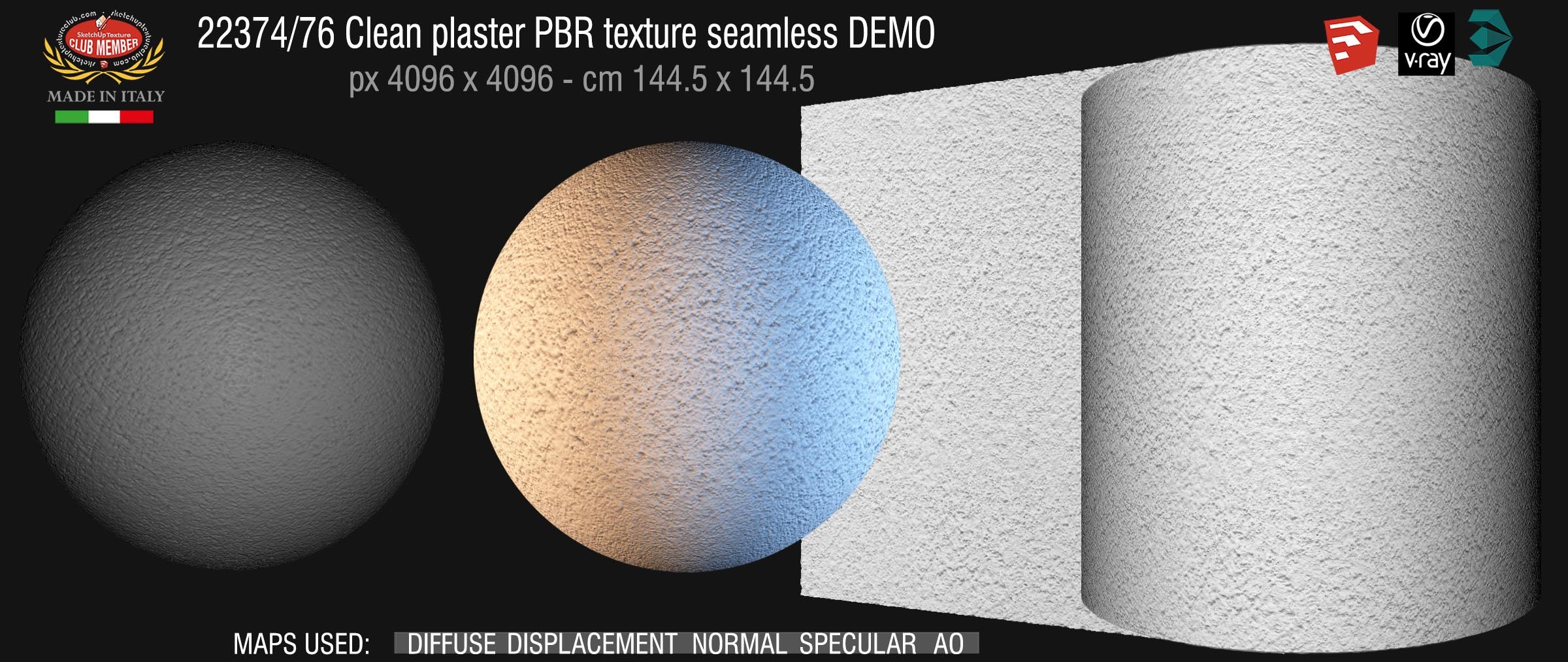 22374_76 Clean plaster PBR texture seamless DEMO