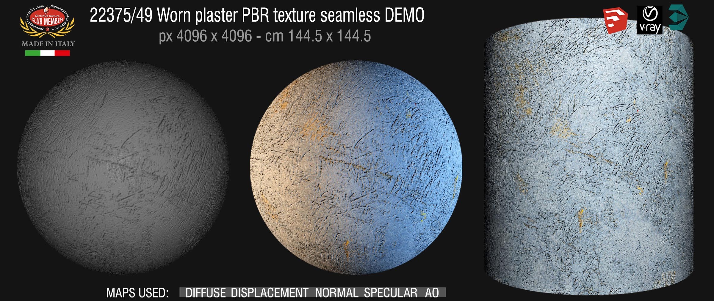 22375_49 Worn plaster PBR texture seamless DEMO