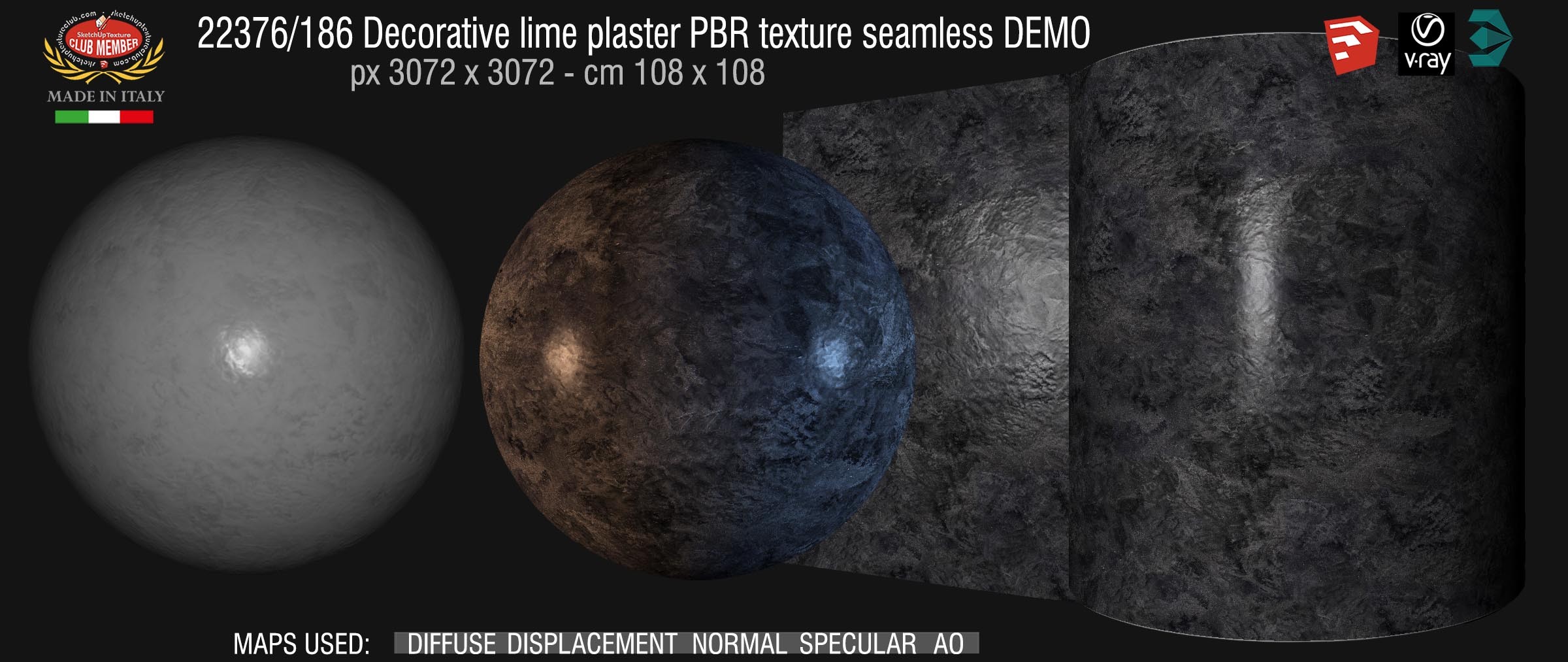 22376_186 Decorative lime plaster PBR texture seamless DEMO