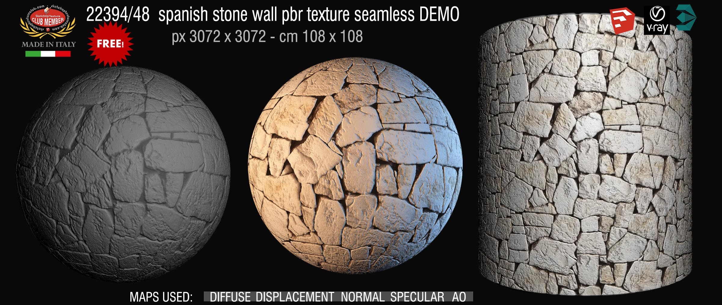 22394_48 spanish stone wall pbr texture seamless DEMO