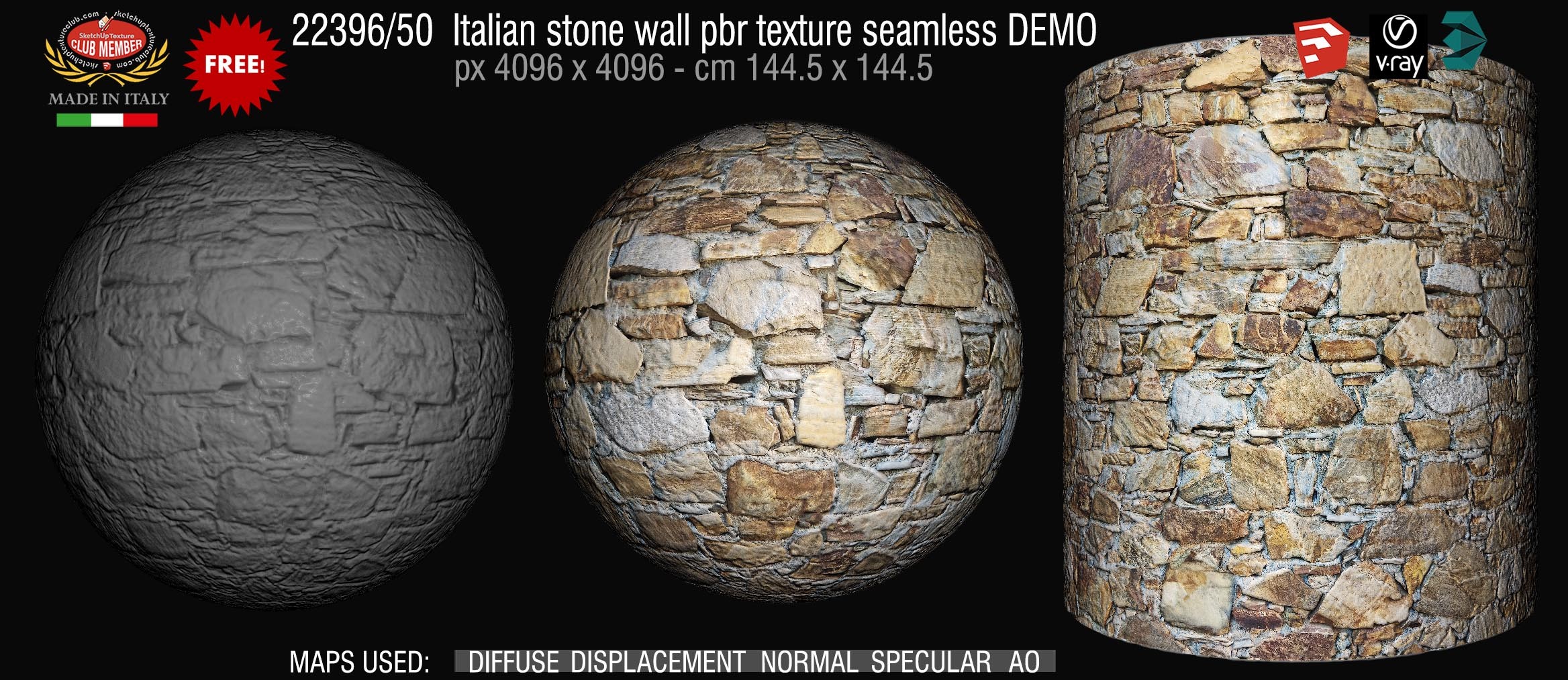 22396_50 Italian stone wall pbr texture seamless DEMO