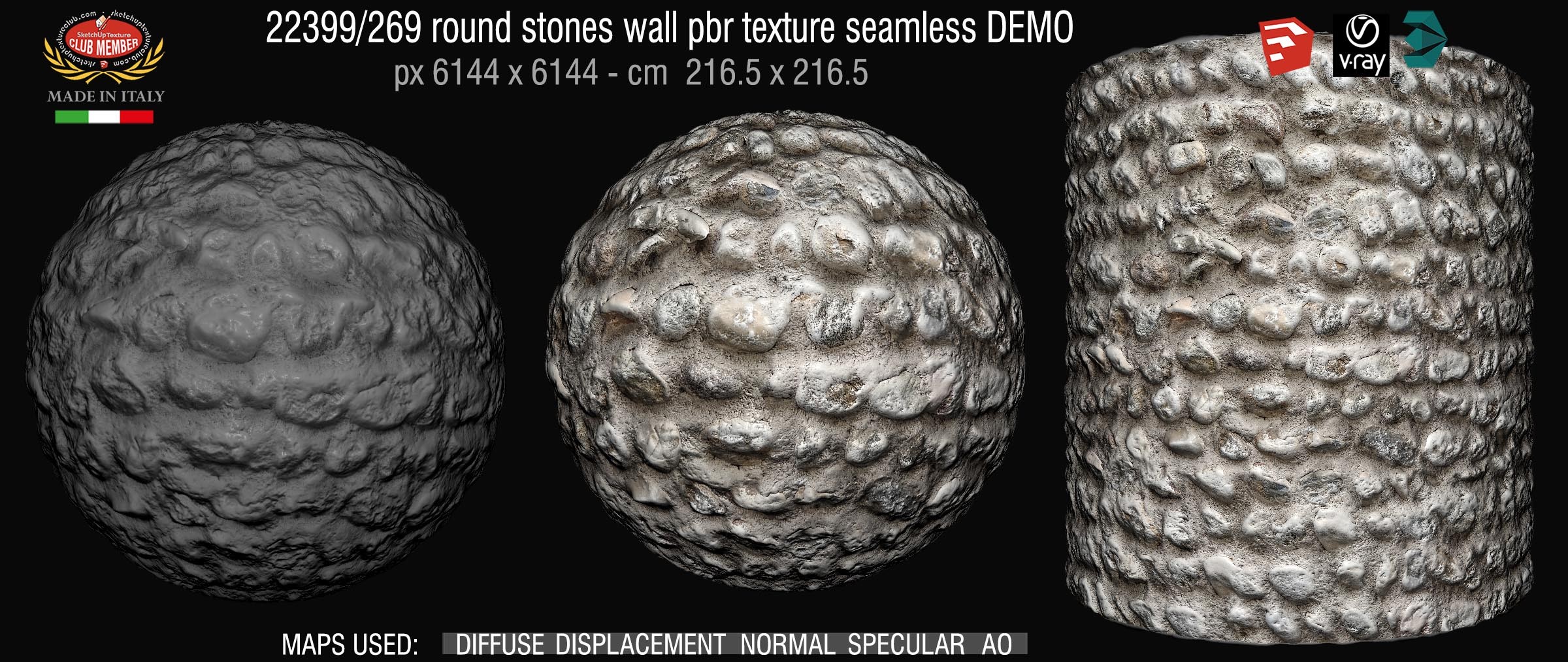 22399_269 round stones wall pbr texture seamless DEMO