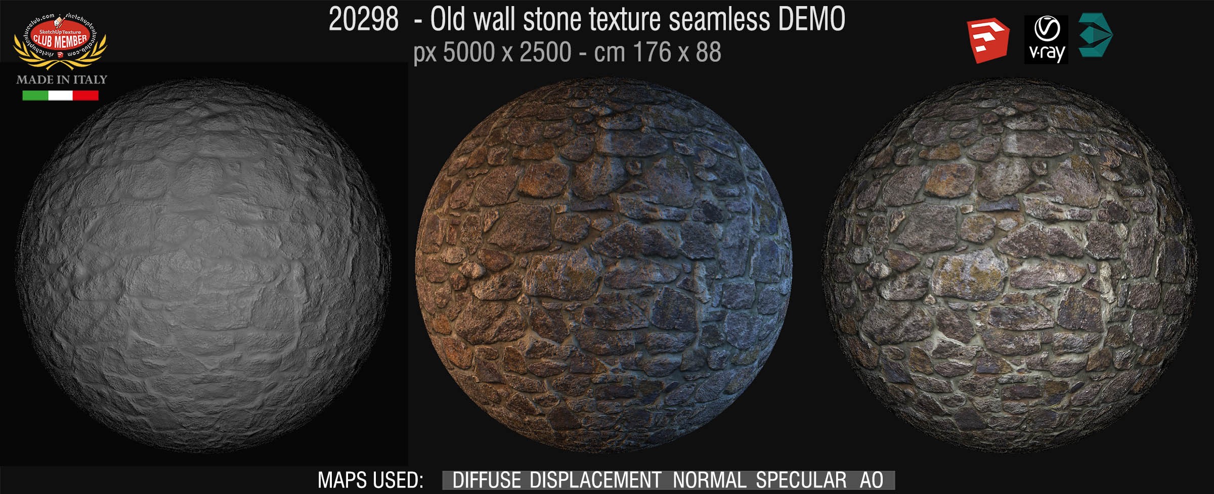 20298 HR Old wall stone texture seamless + maps DEMO