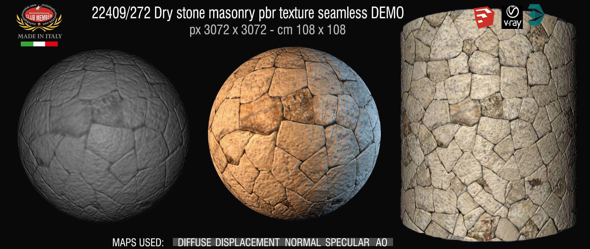 22409_272 Dry stone masonry pbr texture seamless DEMO