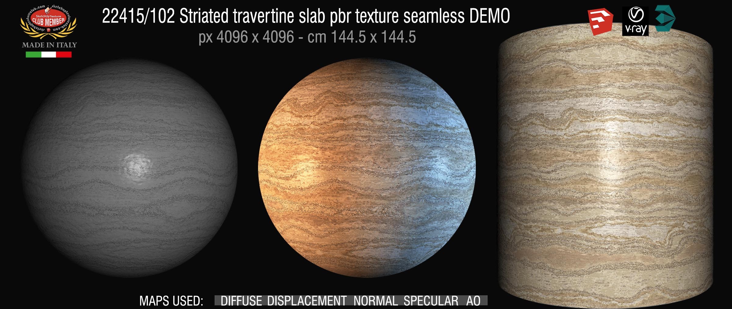 22415_102 Striated travertine slab pbr texture seamless DEMO