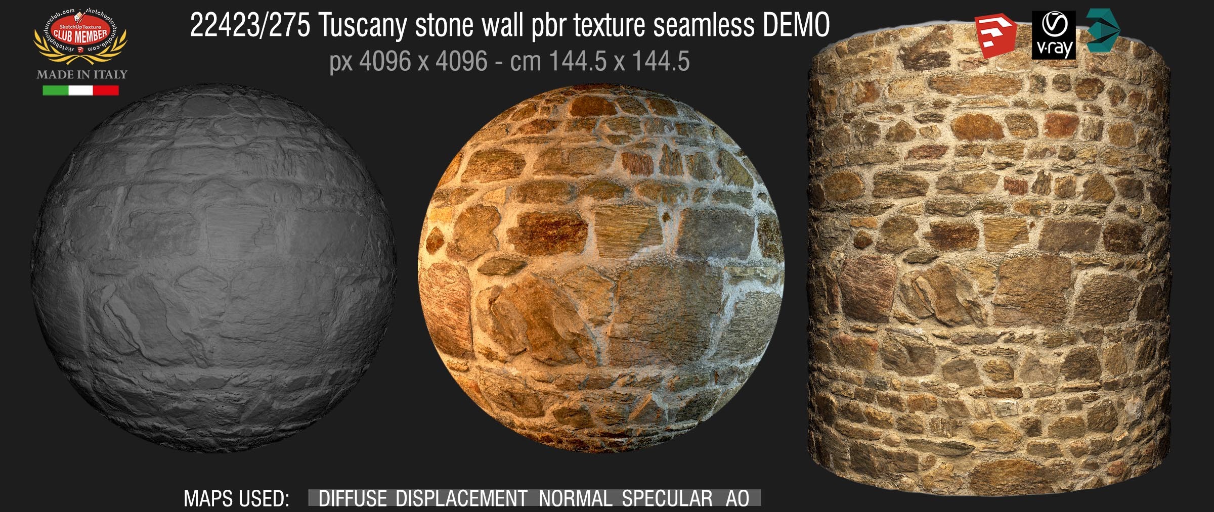 22423_275 Tuscany stone wall pbr texture seamless DEMO