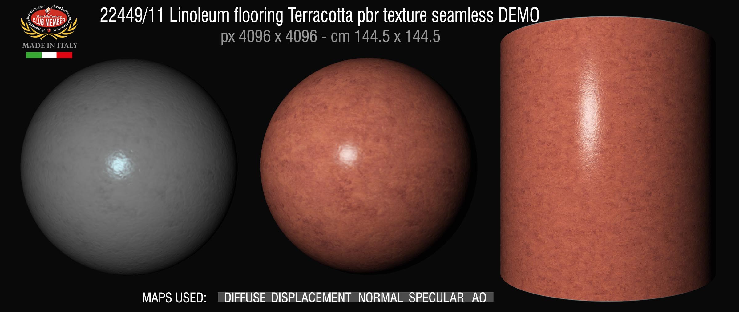 22449_11 Linoleum flooring Terracotta pbr texture seamless DEMO