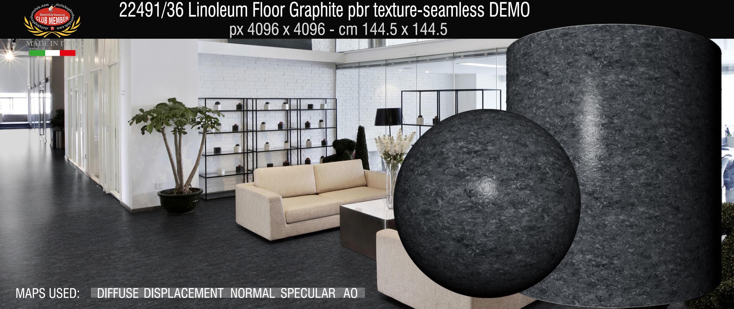 22491-36 Linoleum Floor Graphite pbr texture-seamless DEMO