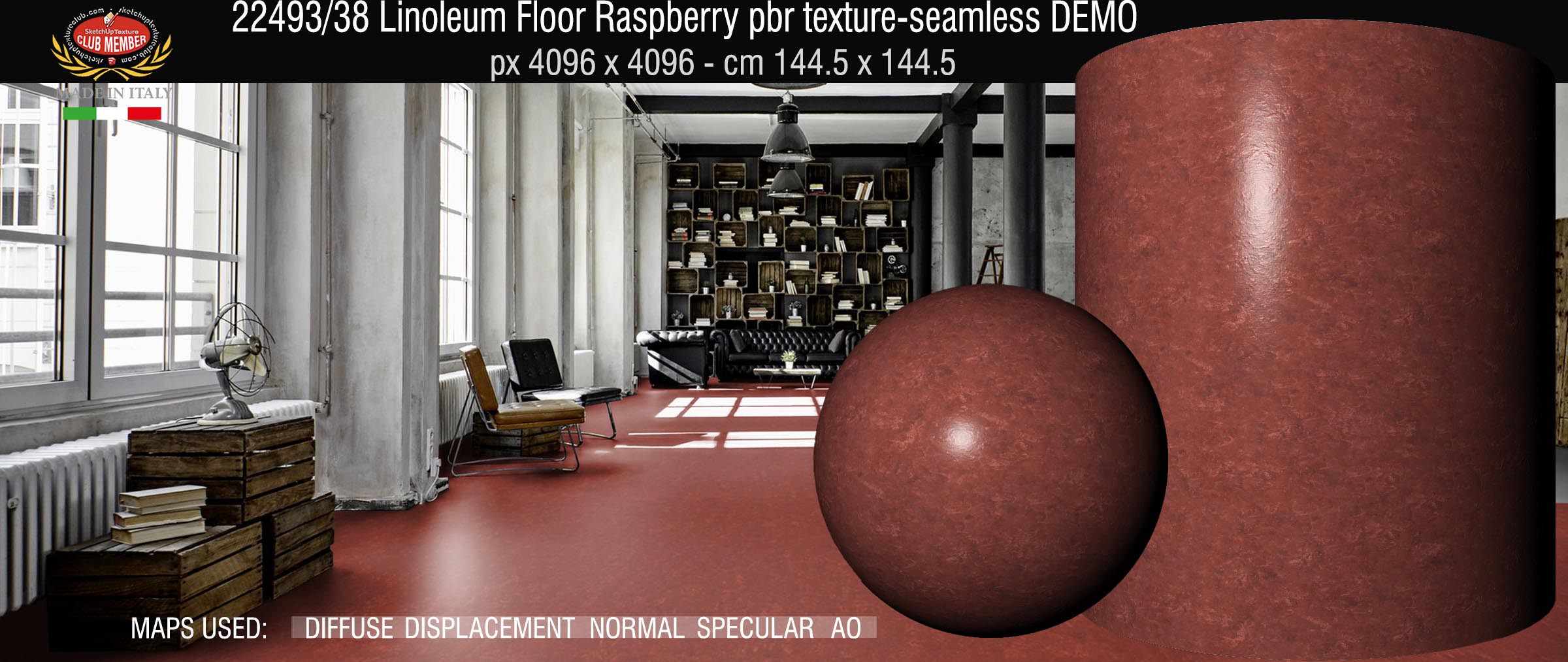 22493-38 Linoleum Floor Raspberry pbr texture-seamless DEMO
