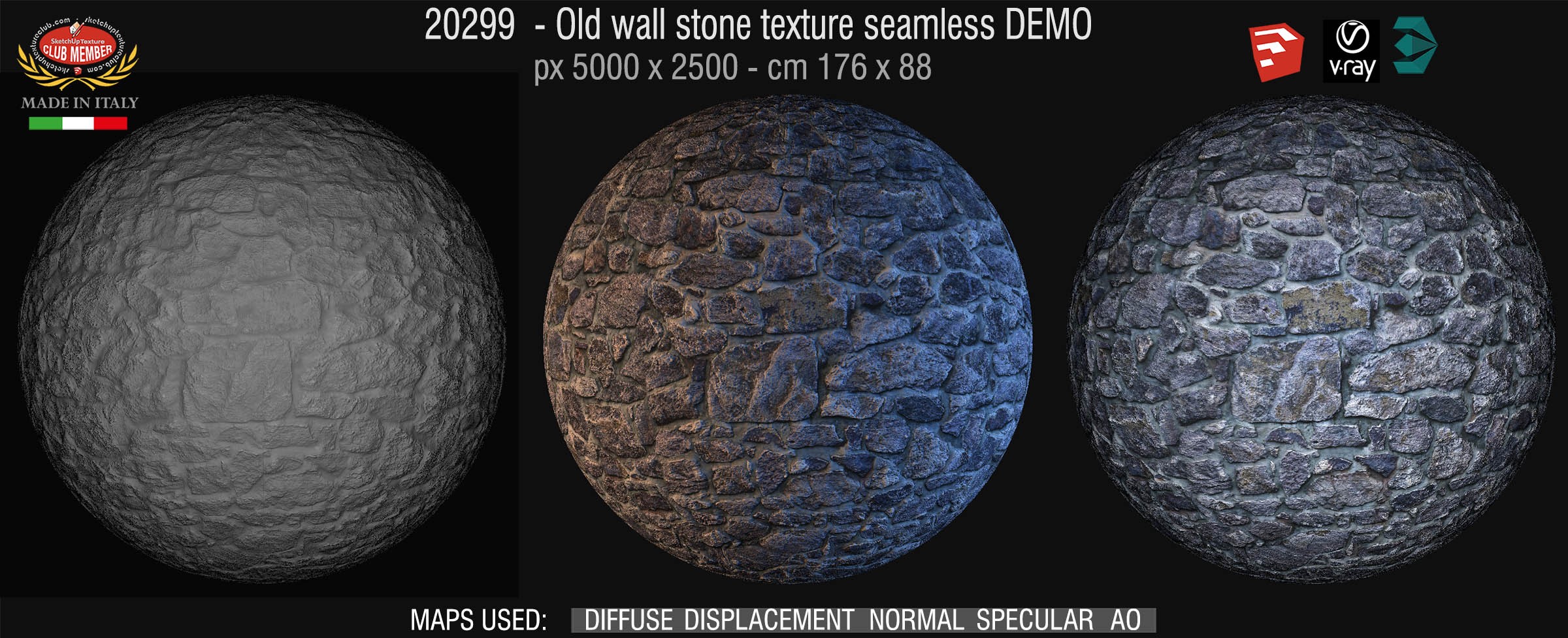 20299 HR Old wall stone texture seamless + maps DEMO
