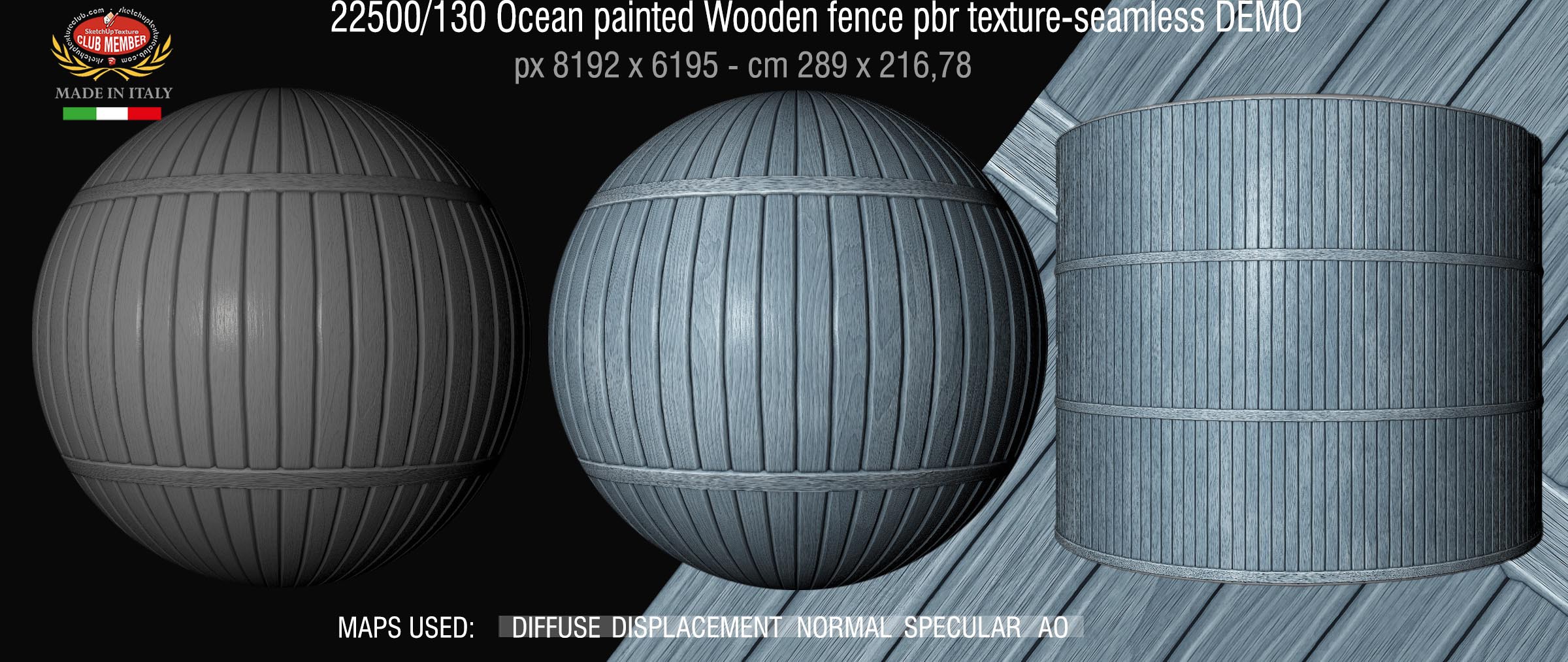 22500-130 Ocean painted Wooden fence pbr texture-seamless DEMO