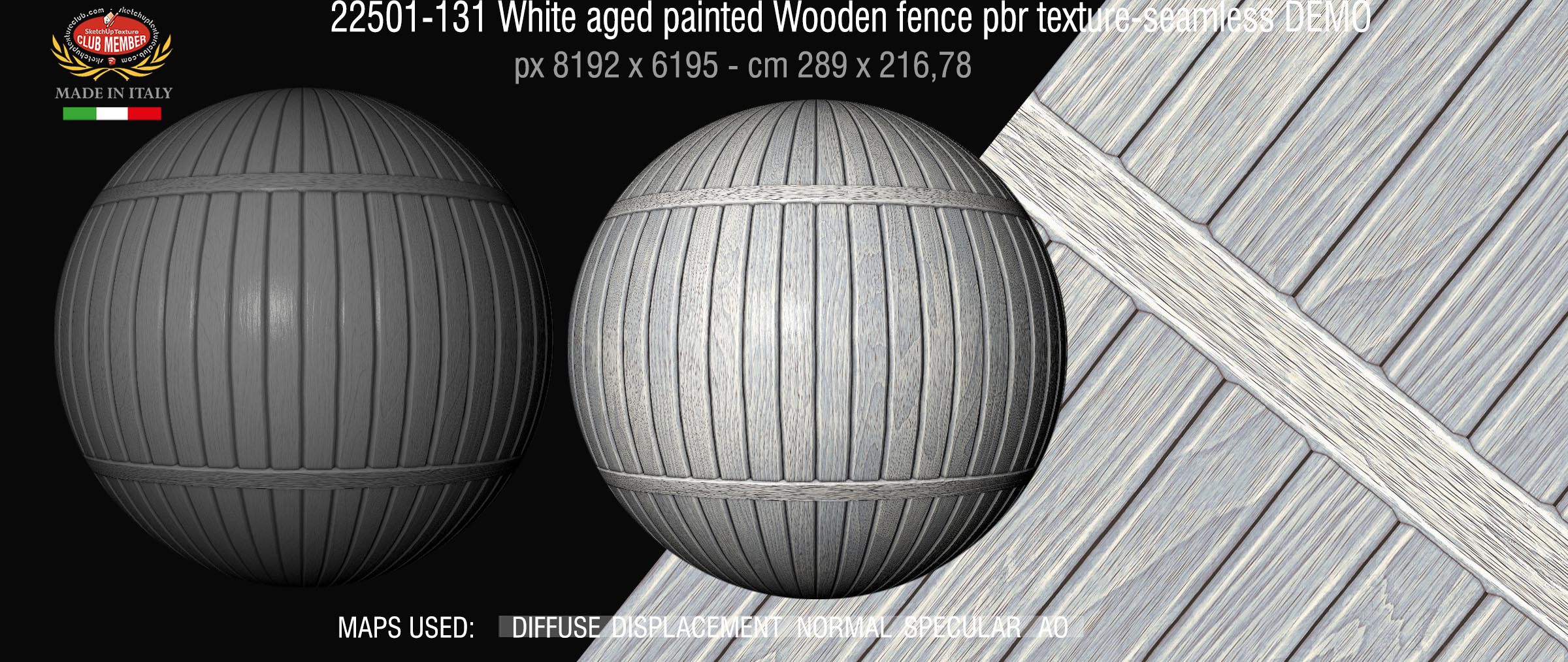 22501-131 White aged painted Wooden fence pbr texture-seamless DEMO