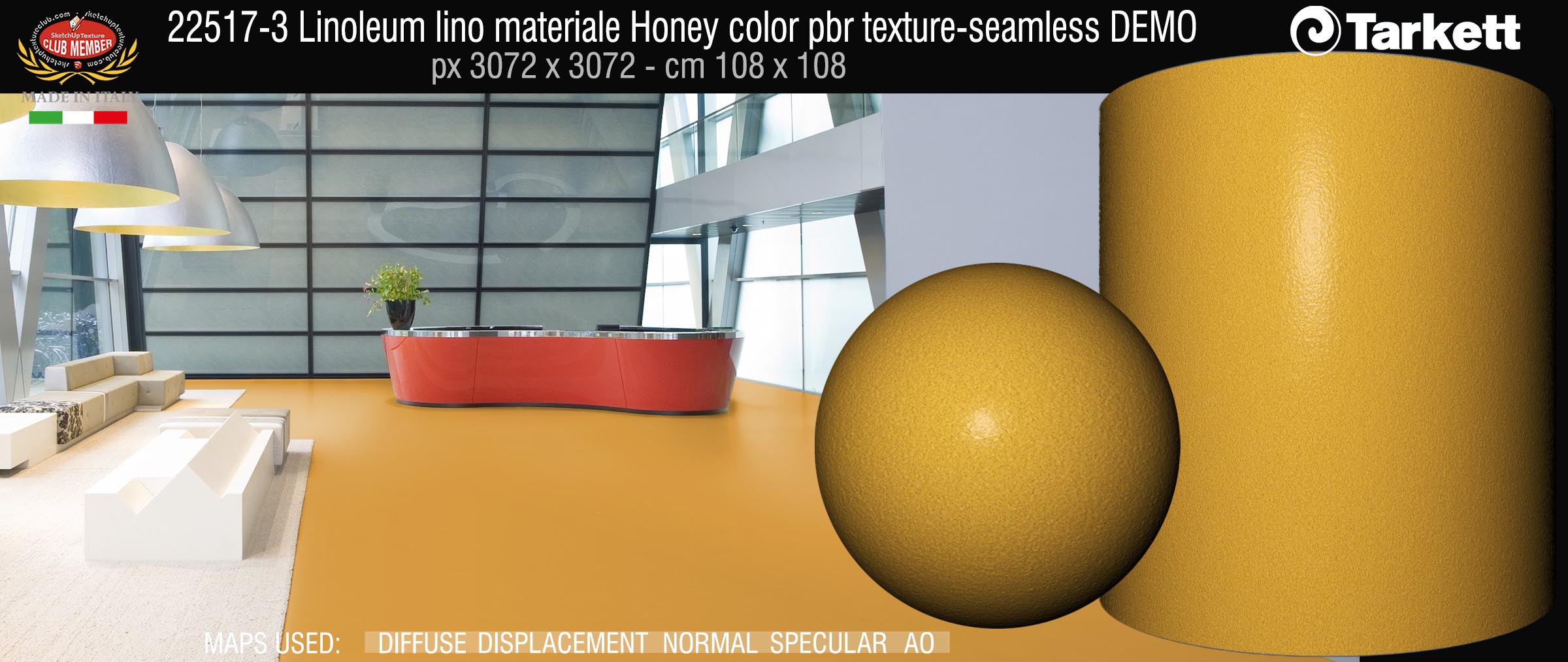 22517-3 Linoleum lino materiale Honey color pbr texture-seamless DEMO