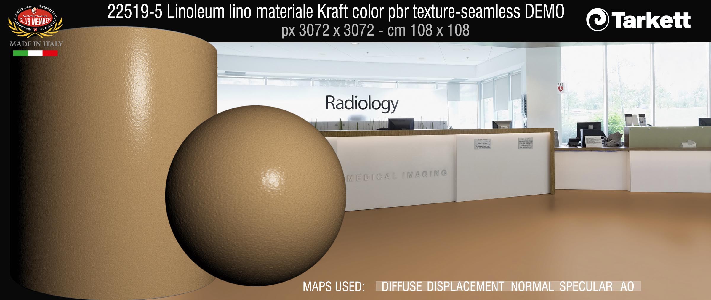 22519-5 Linoleum lino materiale Kraft color pbr texture-seamless DEMO