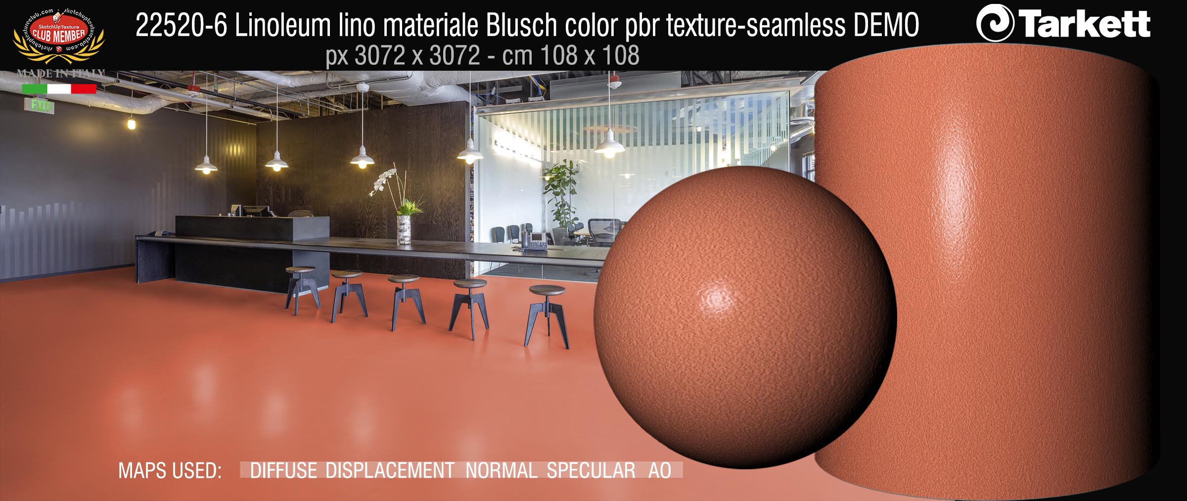 22520-6 Linoleum lino materiale Blusch color pbr texture-seamless DEMO