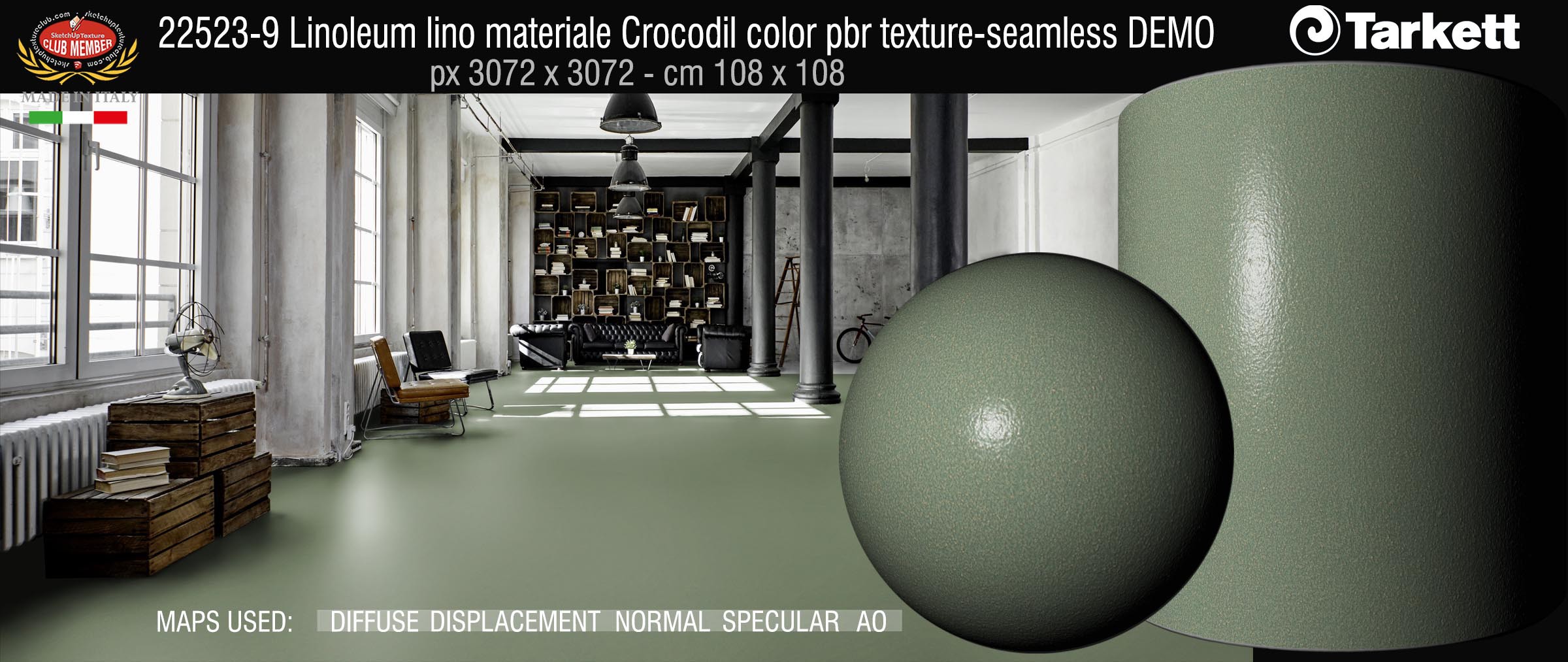 22523-9 Linoleum lino materiale Crocodil color pbr texture-seamless DEMO