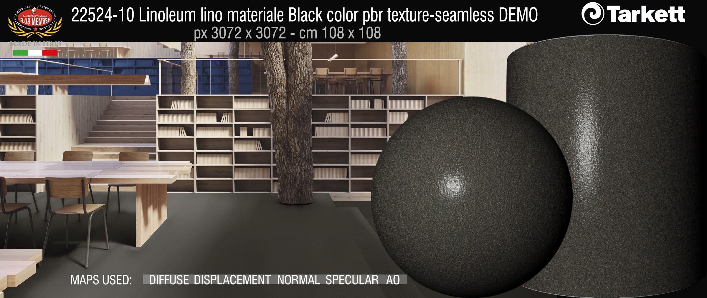 22524-10 Linoleum lino materiale Black color pbr texture-seamless DEMO