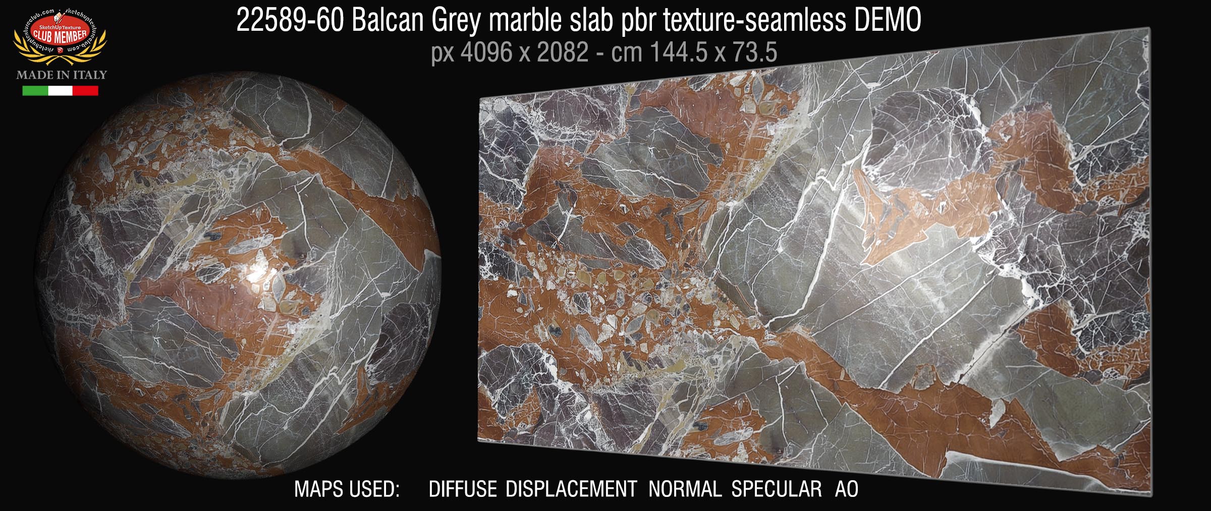 22589-60 - Balcan Grey marble slab pbr texture seamless demo
