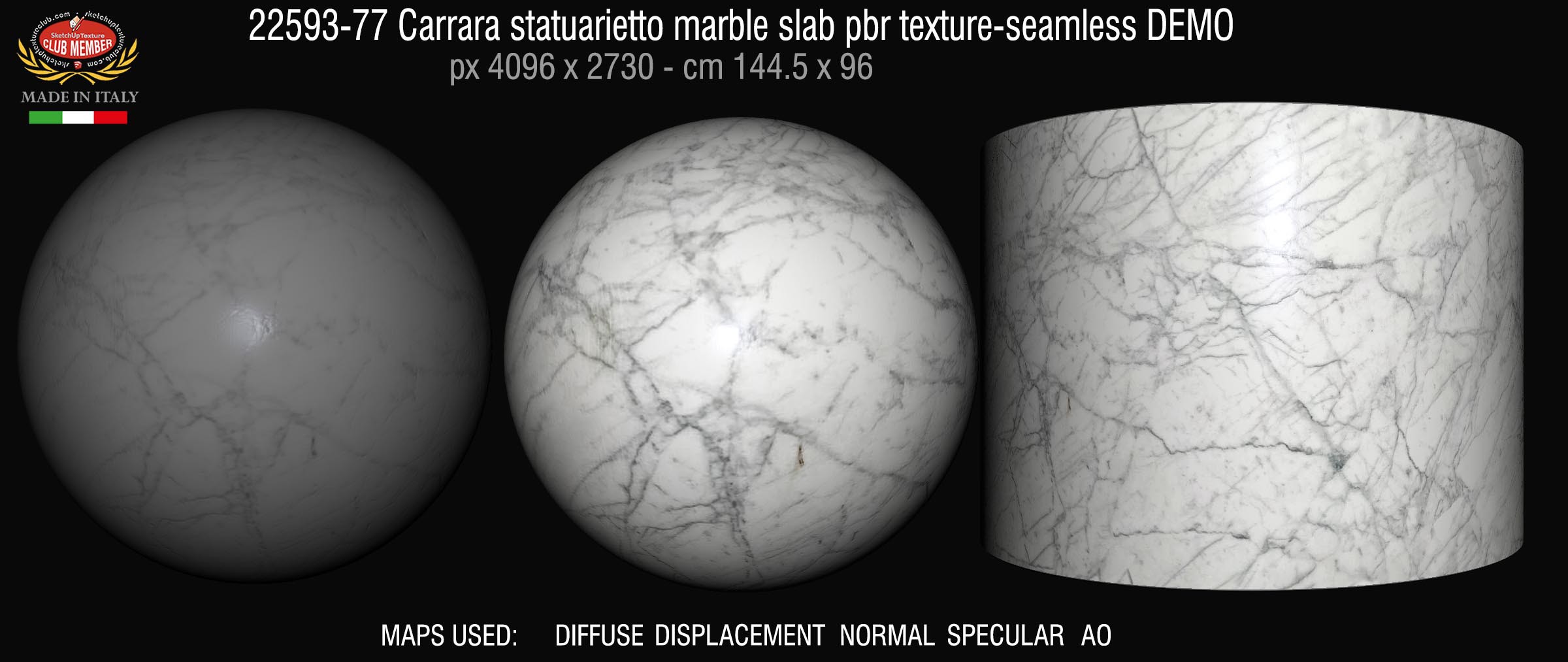 22593-77 Carrara statuarietto marble slab pbr texture-seamless DEMO