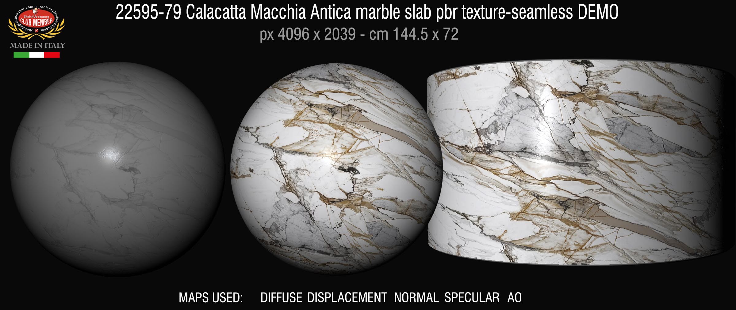 22595-79 Calacatta Macchia Antica marble slab pbr texture-seamless DEMO